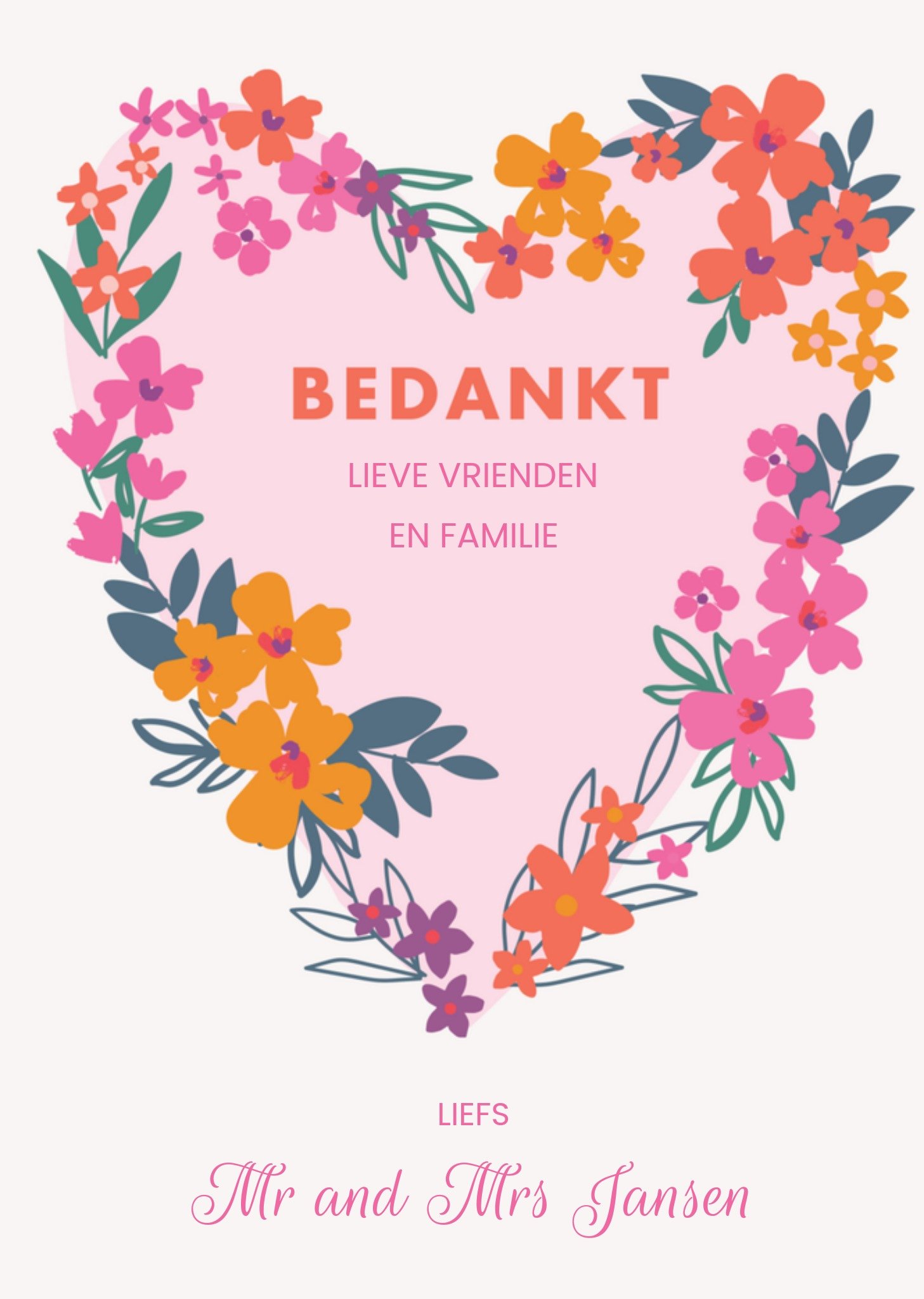 Natalie Alex Bedanktuitnodiging met naam Kaart Mifkins