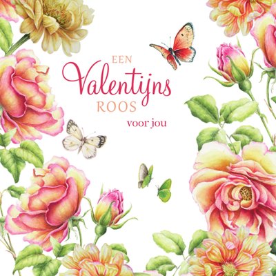 Een Valentijns Roos Voor Jou Aquarel Bloemen Kaart