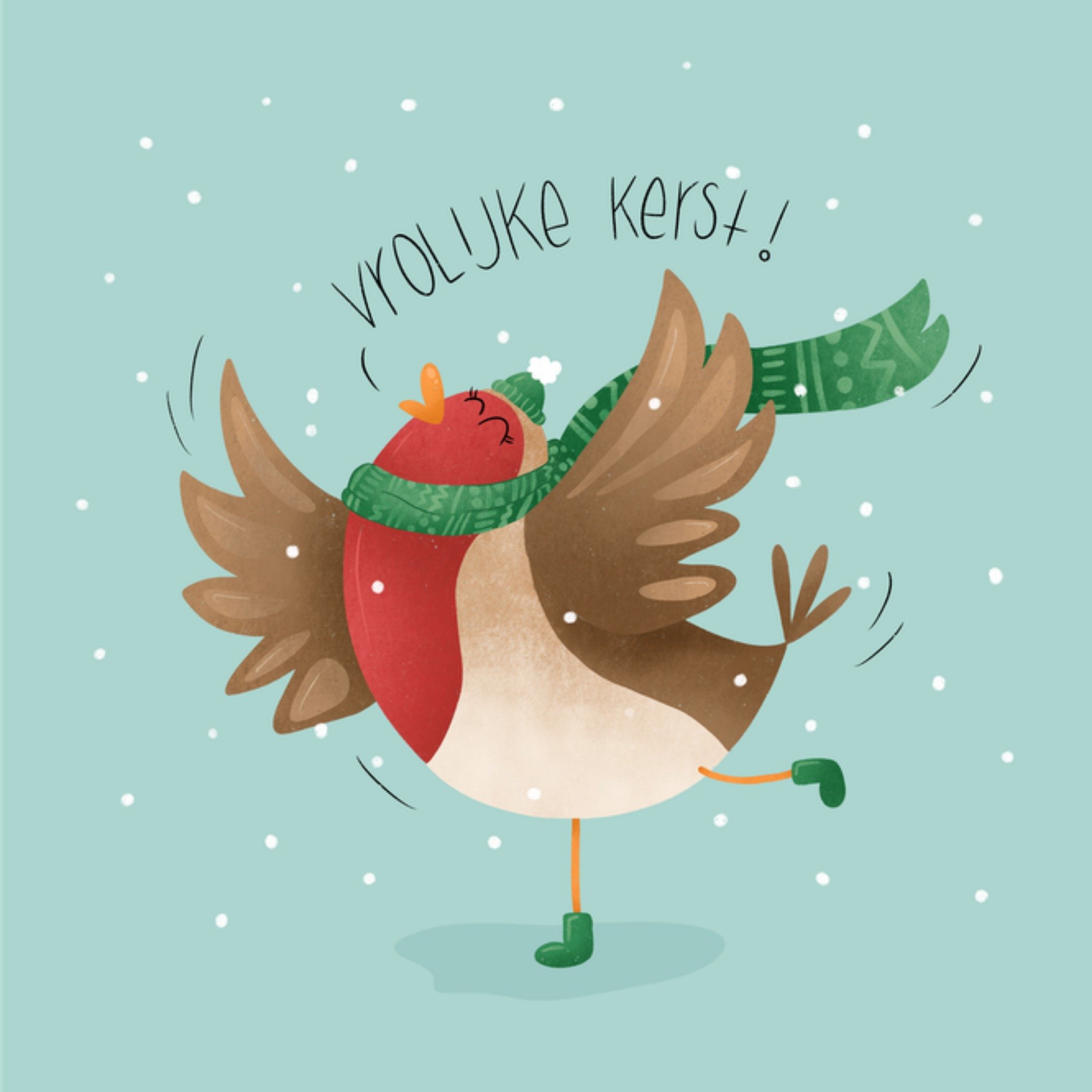 Studio Fred Illustraties Studio Fred Kerstkaart Vrolijke kerst Vierkant