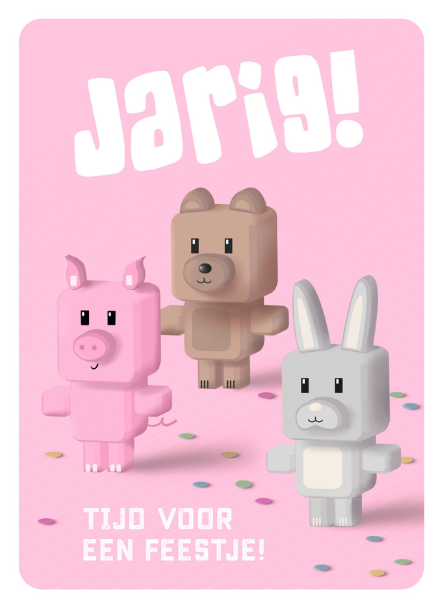 Verjaardagskaart konijn beer varken Kaart Greetz