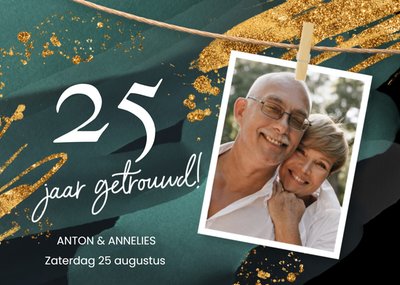 Goud Glitter Foto Upload 25e Huwelijksjubileum Kaart