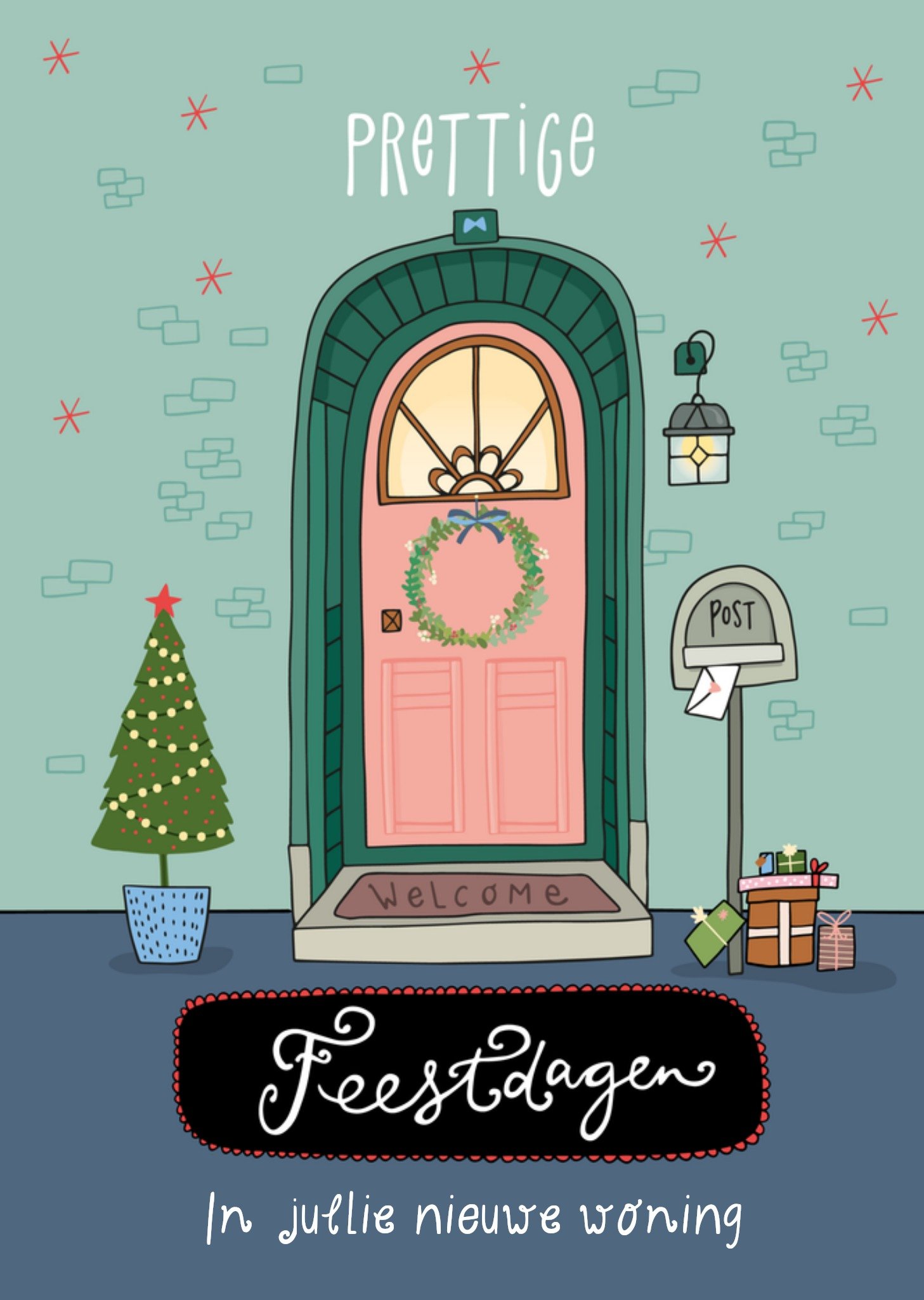 Funny Side Up Kerstkaart Nieuwe Woning Standard Card