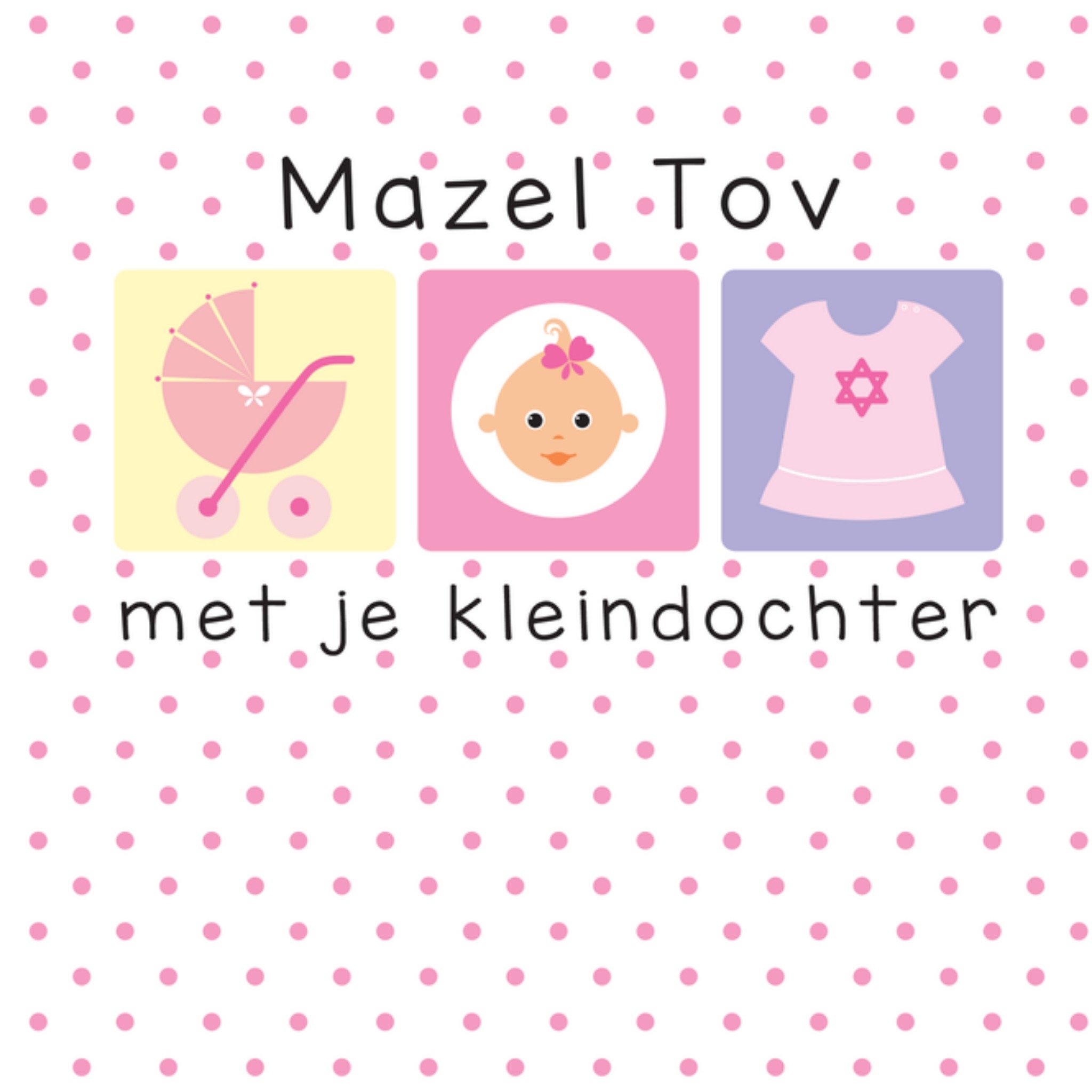 Davora Geboortekaart Mazel Tov Kleindochter Vierkante Kaart Davora Ltd