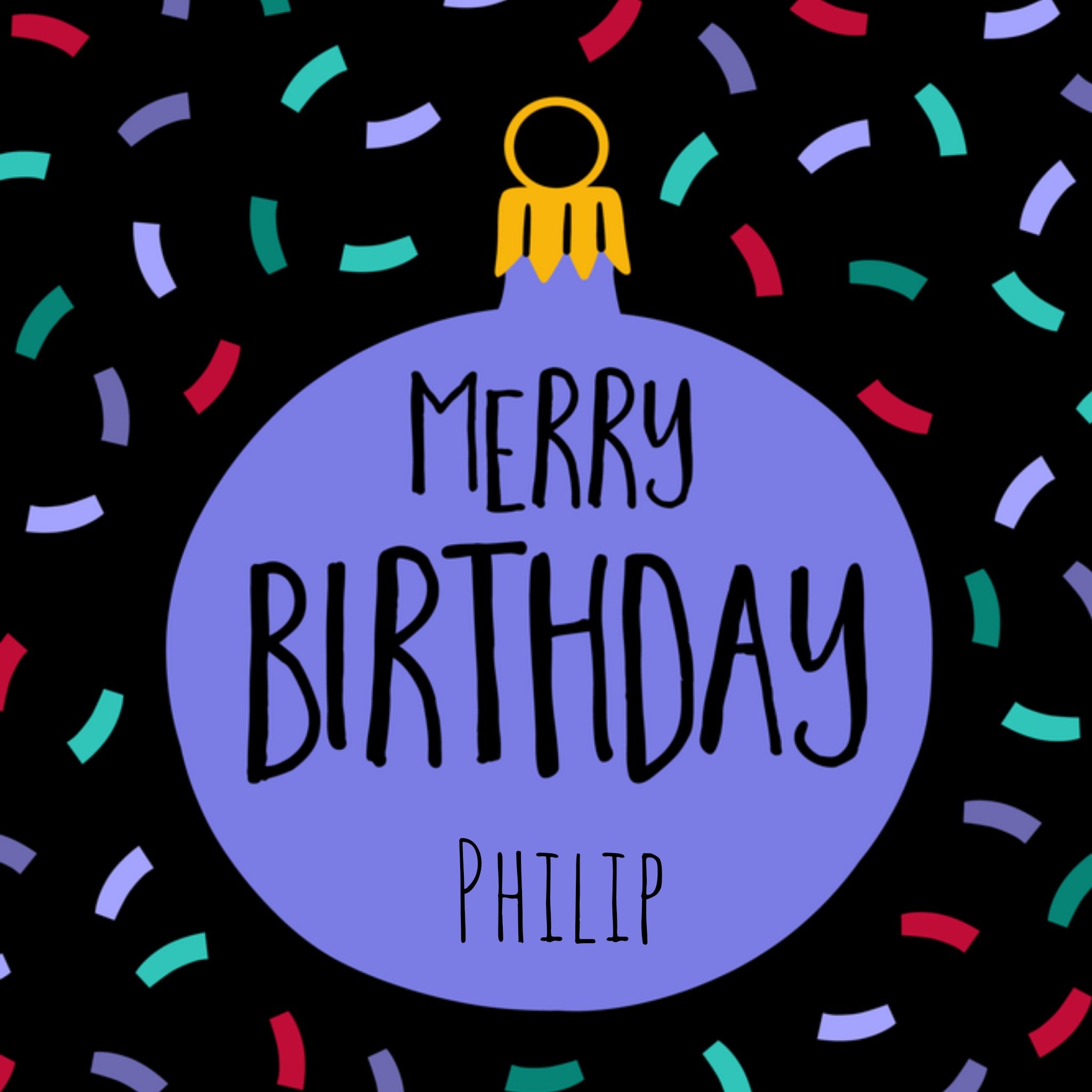 Greetz Kerstkaart verjaardag met naam Vierkant