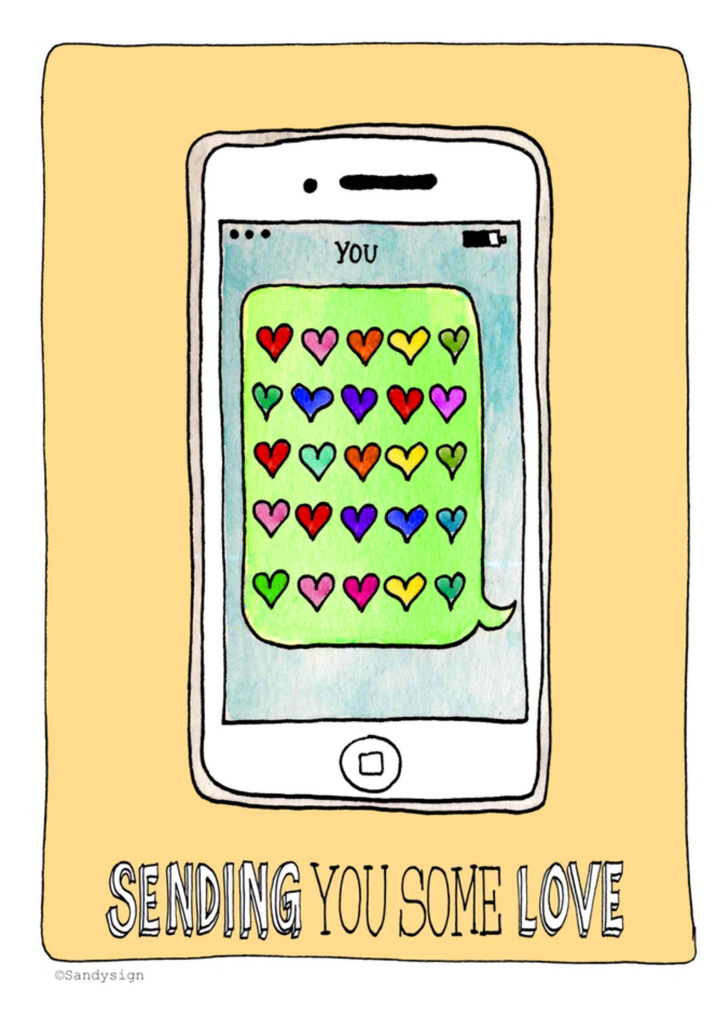 Liefdeskaart telefoon Kaart Sandysign