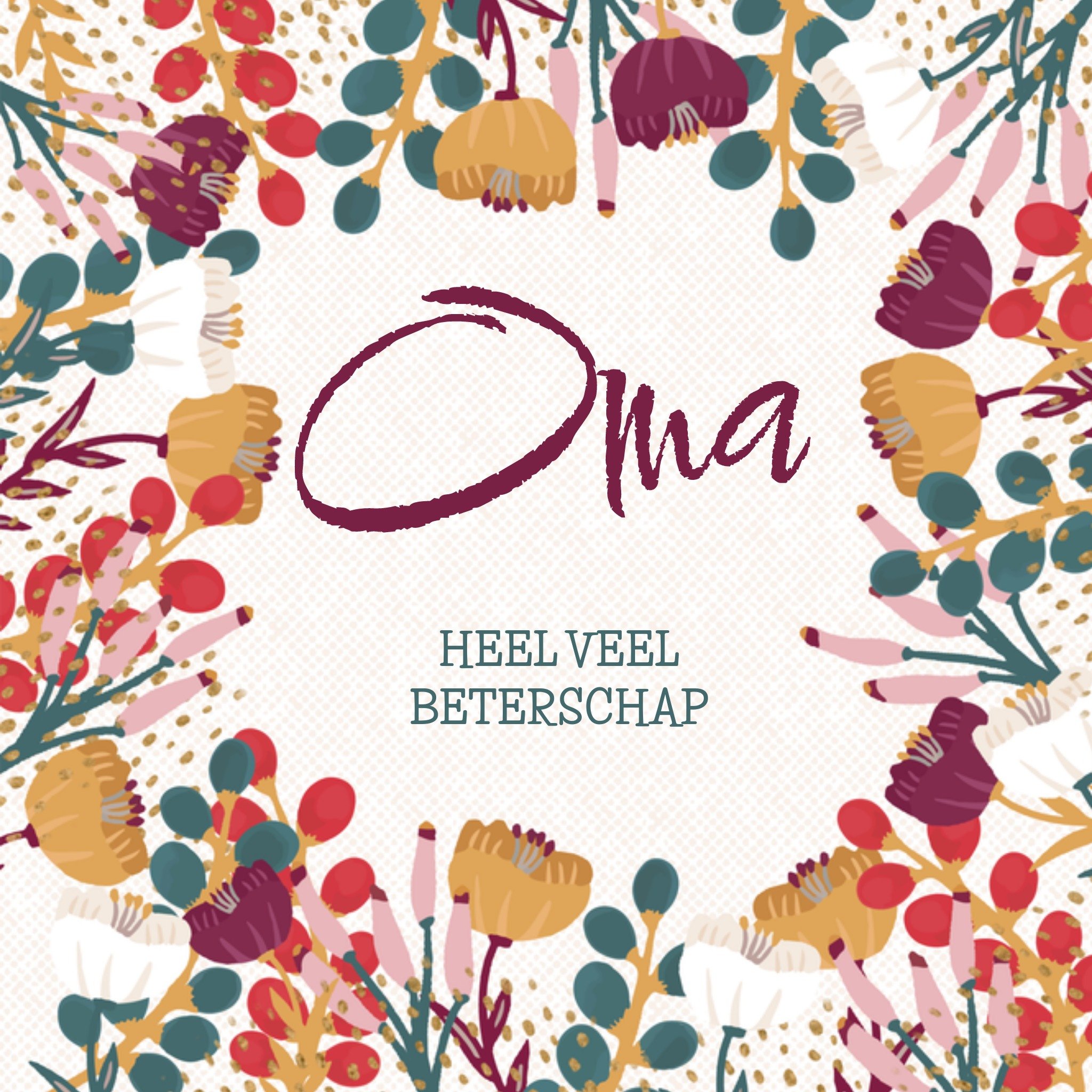 Greetz Beterschapskaart Oma heel veel beterschap Vierkant