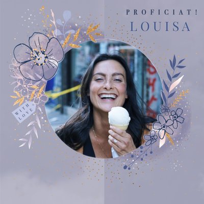 Geïllustreerde Bloemen Foto Upload Gefeliciteerd Kaart