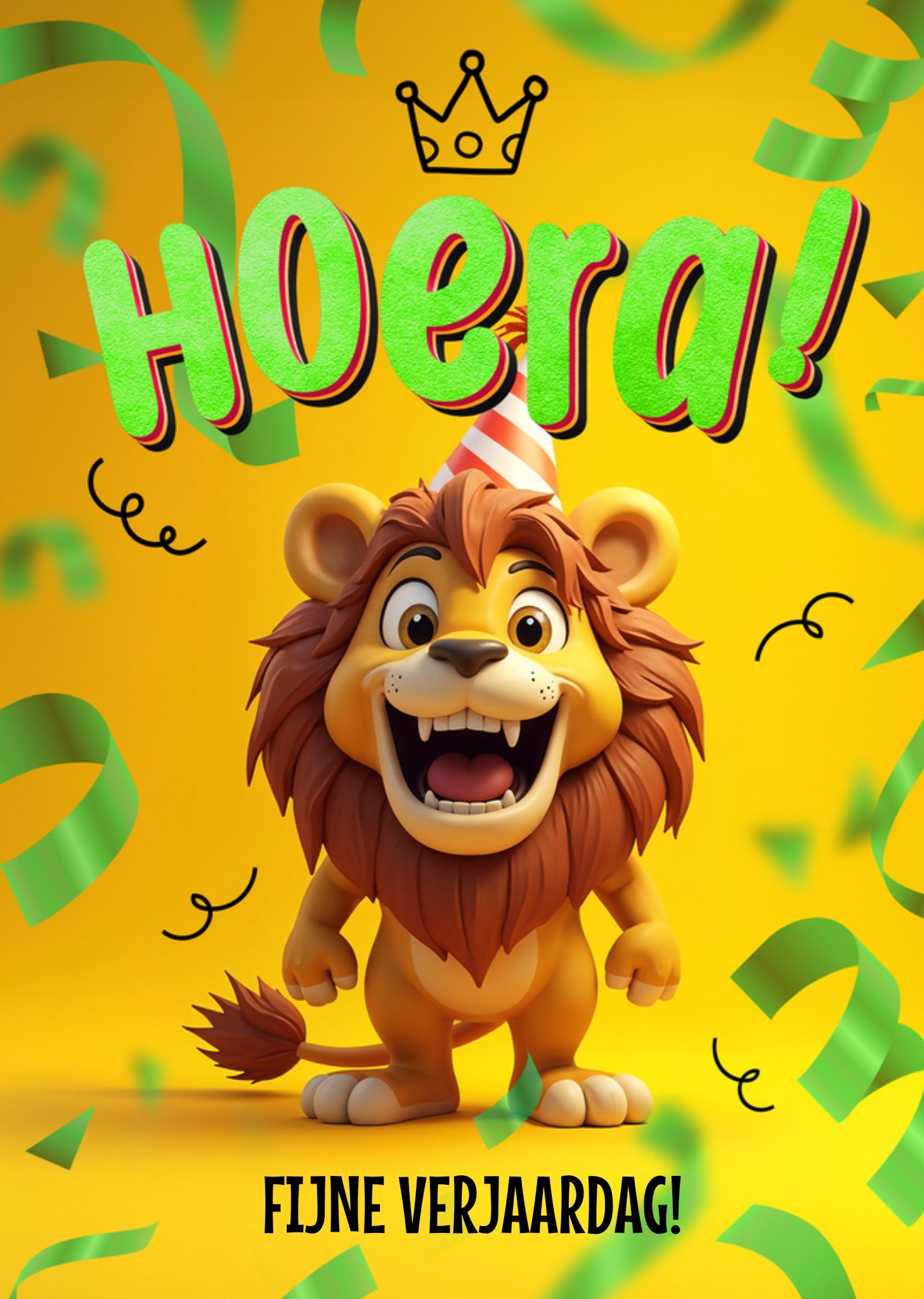 Verjaardagskaart Jongen Leeuw Grappig Aanpasbare tekst Kaart Luckz