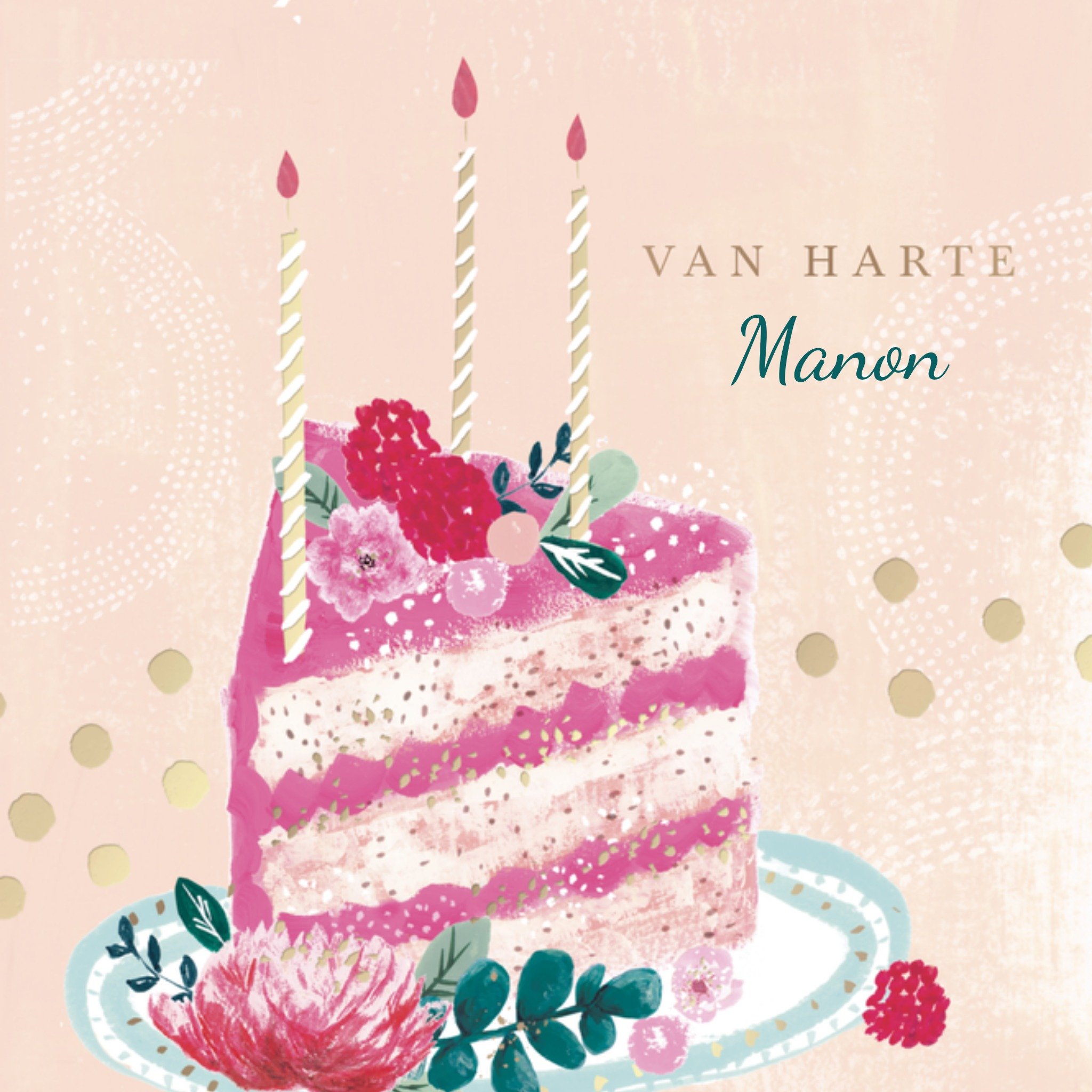 HotchPotch Verjaardagskaart taart naam Vierkante Kaart Hotchpotch