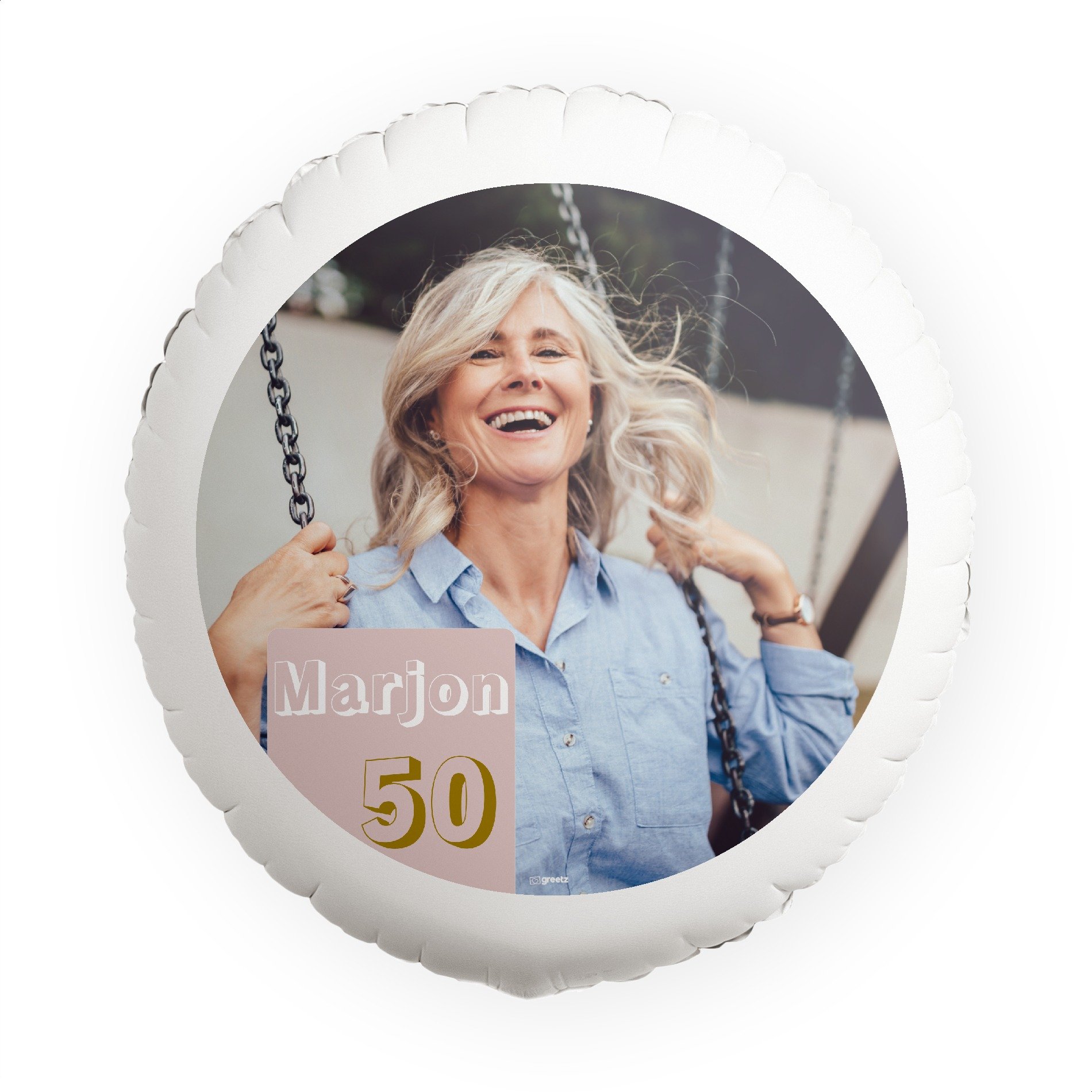 Ballon 50 jaar! met eigen naam, foto en leeftijd Greetz