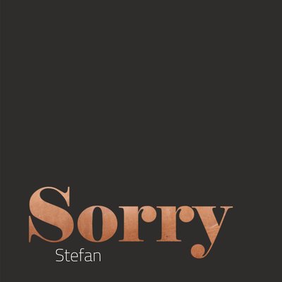 Koperkleurig Typografisch Sorry Kaart