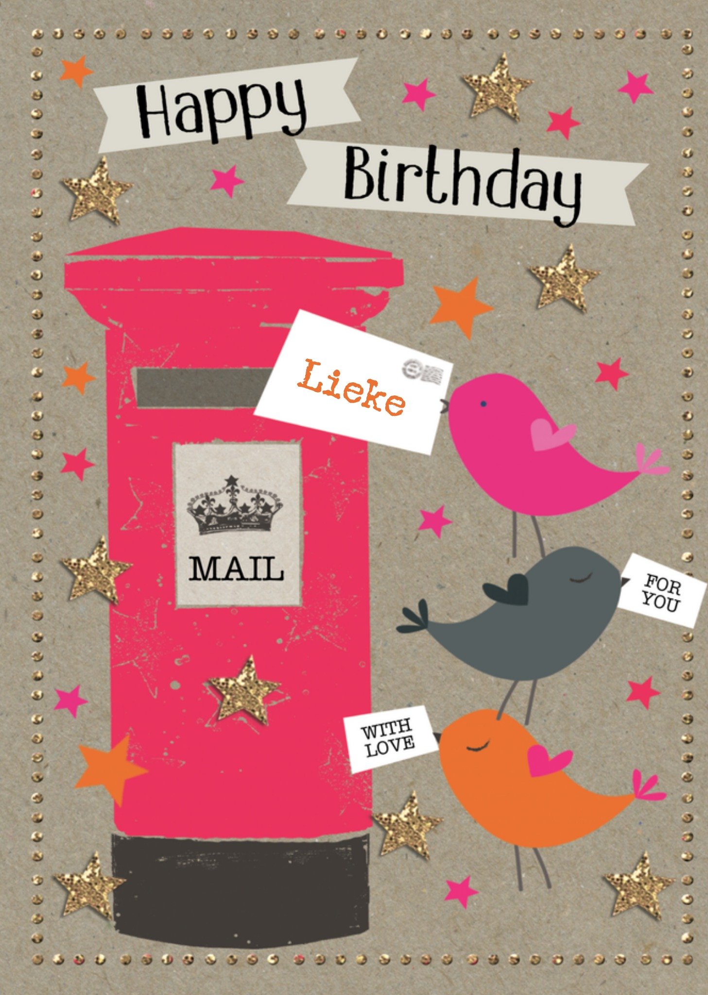 Verjaardagskaart brievenbus met naam Kaart TMS