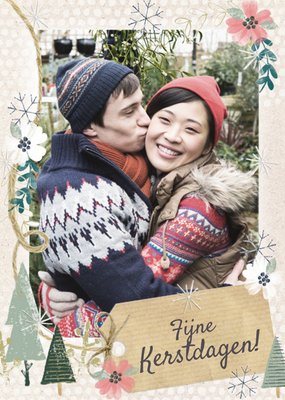 Geïllustreerd Winterpatroon Foto Upload Kerstdagen Kaart