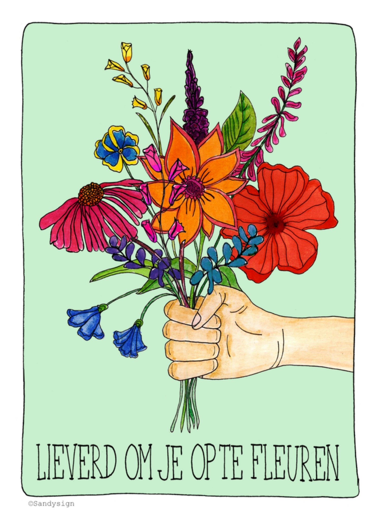 Sterkte kaart bloemen Kaart Sandysign