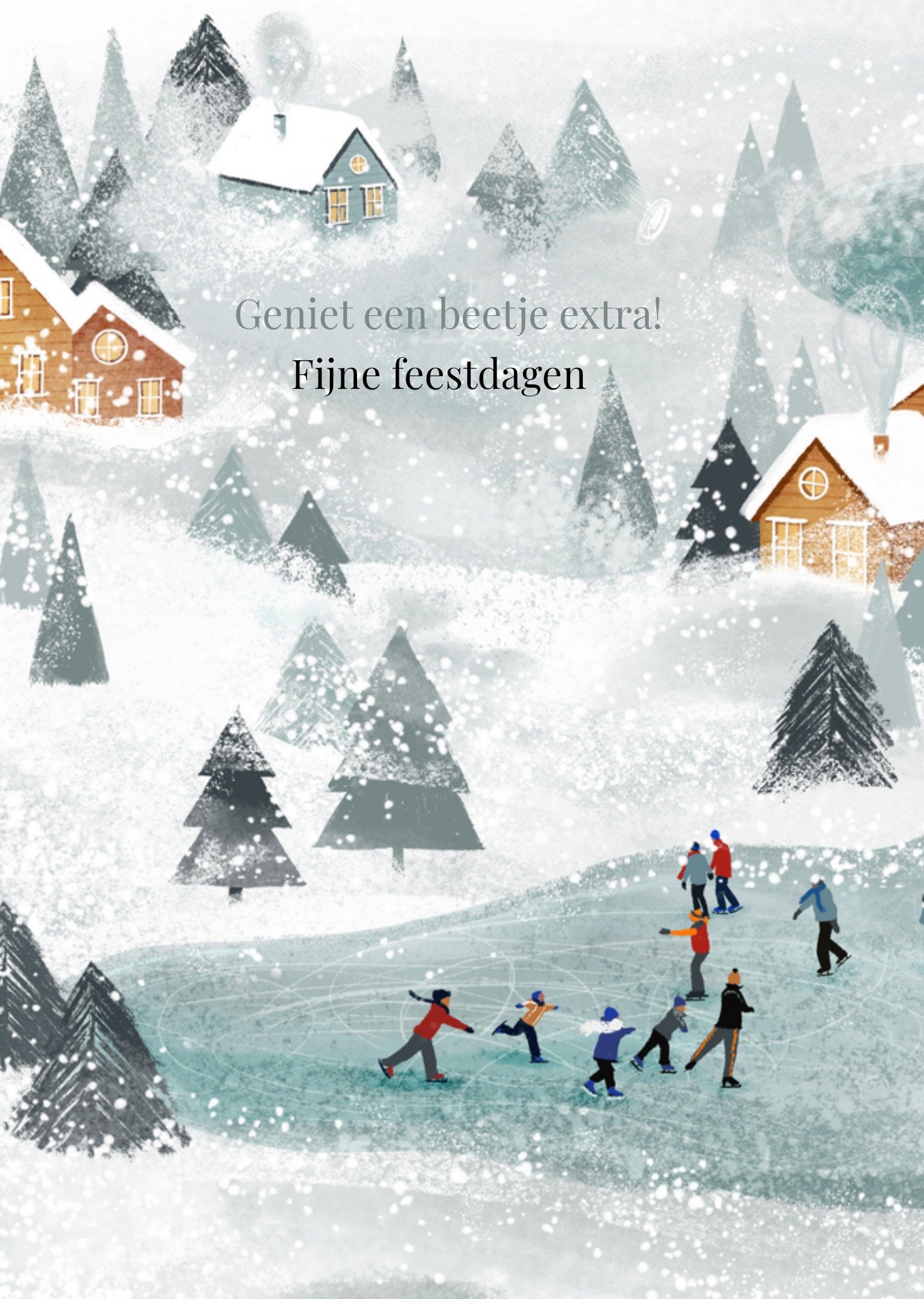 Nieuwjaarskaart schaatsen Greetz
