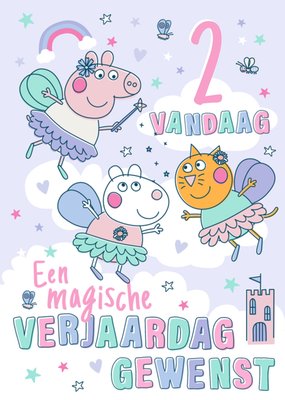 Peppa Pig | Verjaardagskaart | Een Magische Verjaardag Gewenst 2 Vandaag | Aanpasbare tekst