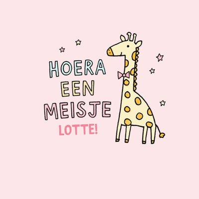 Jenny Seddon | Geboortekaart | Hoera een meisje | Geïllustreerde Giraf