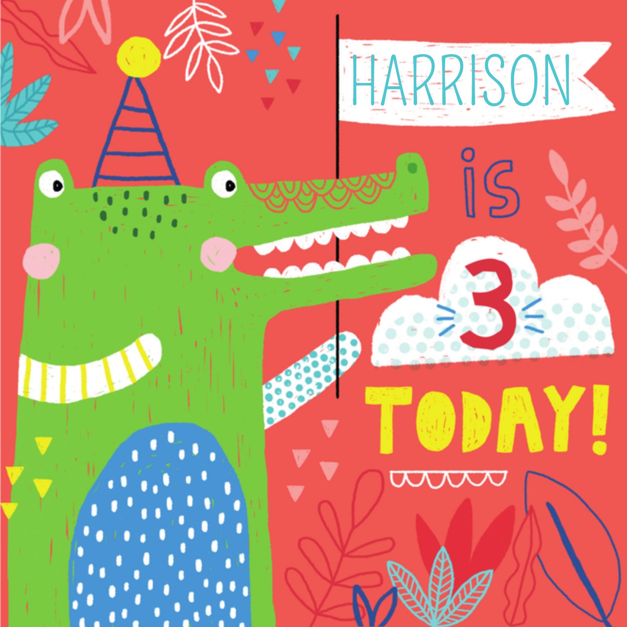 Greetz Verjaardag Krokodil Jongen Vierkant