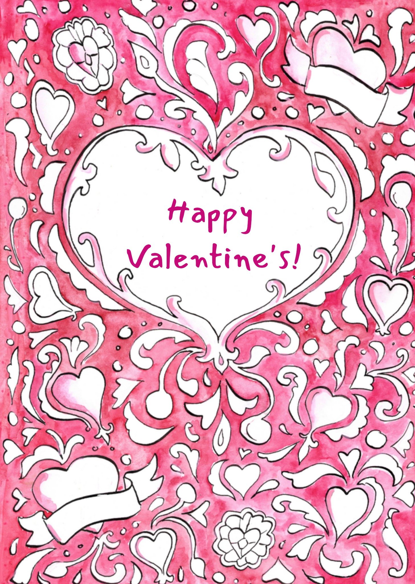Valentijnskaart Aquarel Happy Valentine