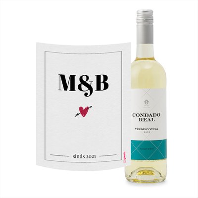 Condado Real | Verdejo - Viura | Love met eigen tekst | 750 ml