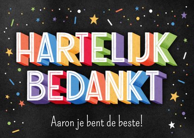 Kleurrijk Typografisch Bedankt Kaart