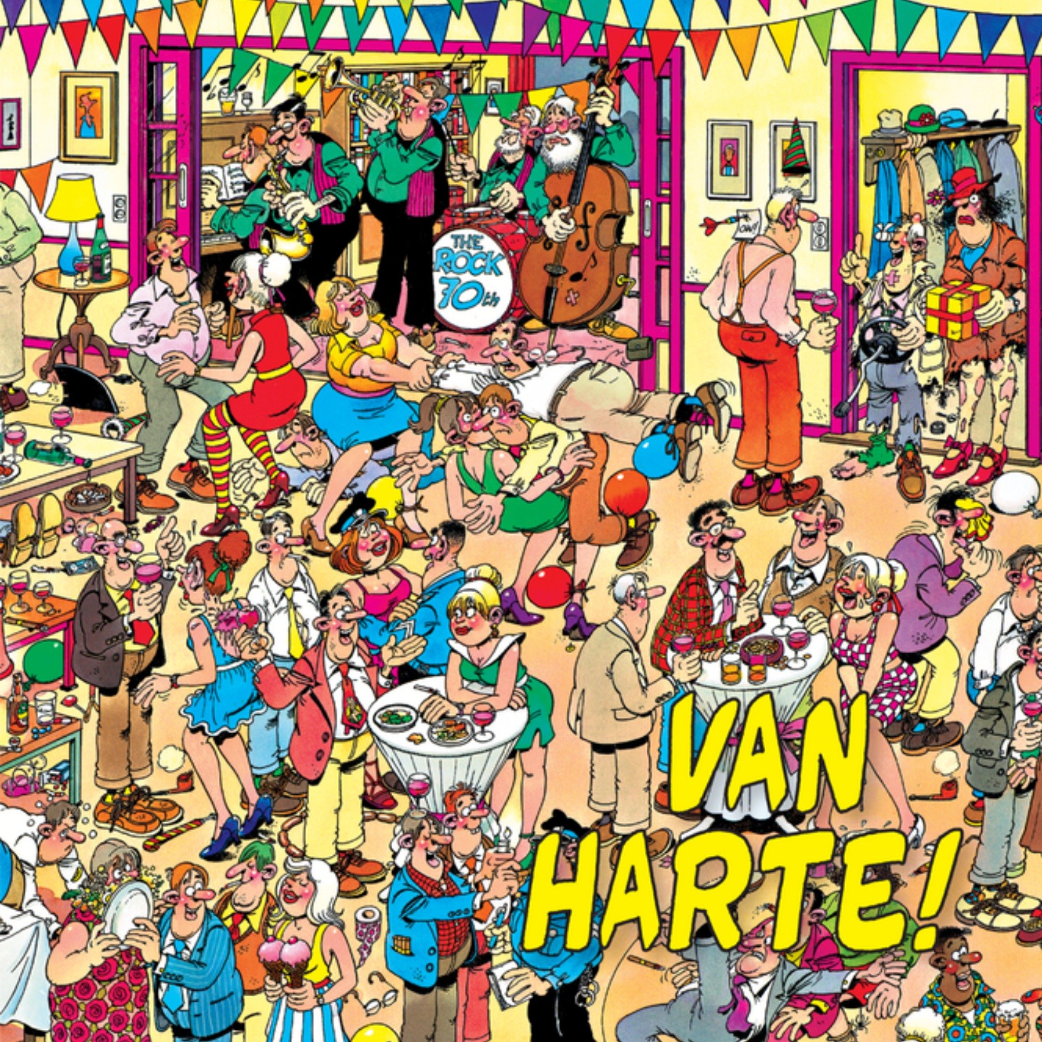 Van harte, een kamer vol feest! Vierkante Kaart Jan van Haasteren