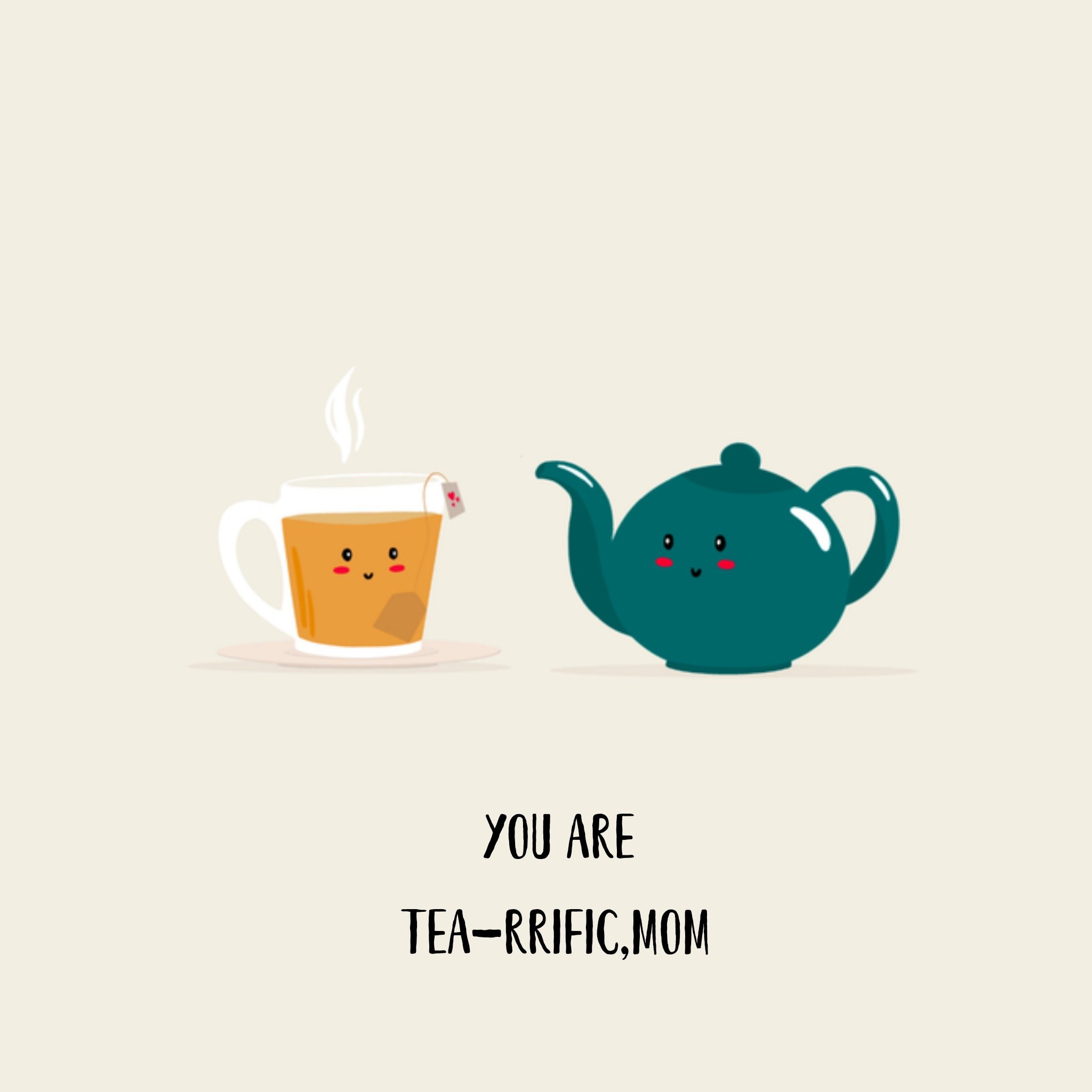 Greetz Moederdagkaart theepot grapje Vierkant