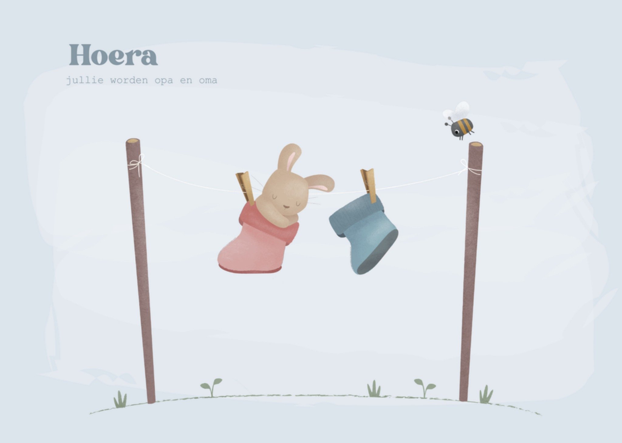 Zwangerschapskaart Oma en Opa Blauw Kaart Little Dutch