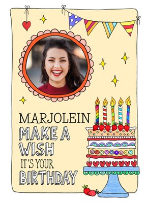 Sandysign | Verjaardagskaart | Make A Wish It's Your Birthday | Aanpasbare foto enn tekst