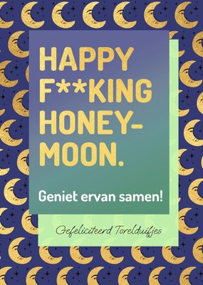 Happy F**king Honeymoon Maanpatroon Typografisch Kaart