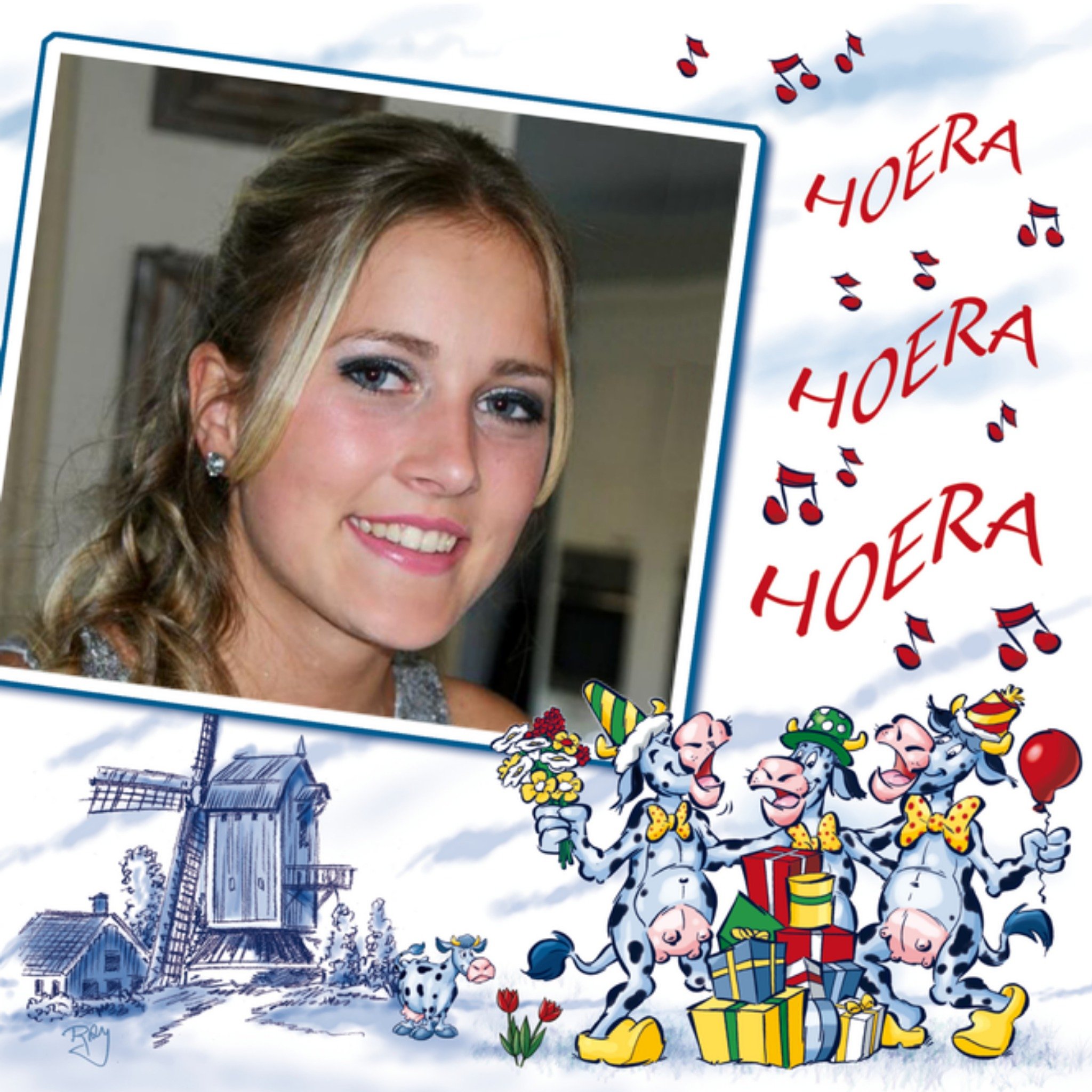 Verjaardagskaart foto Vierkante Kaart Old Dutch