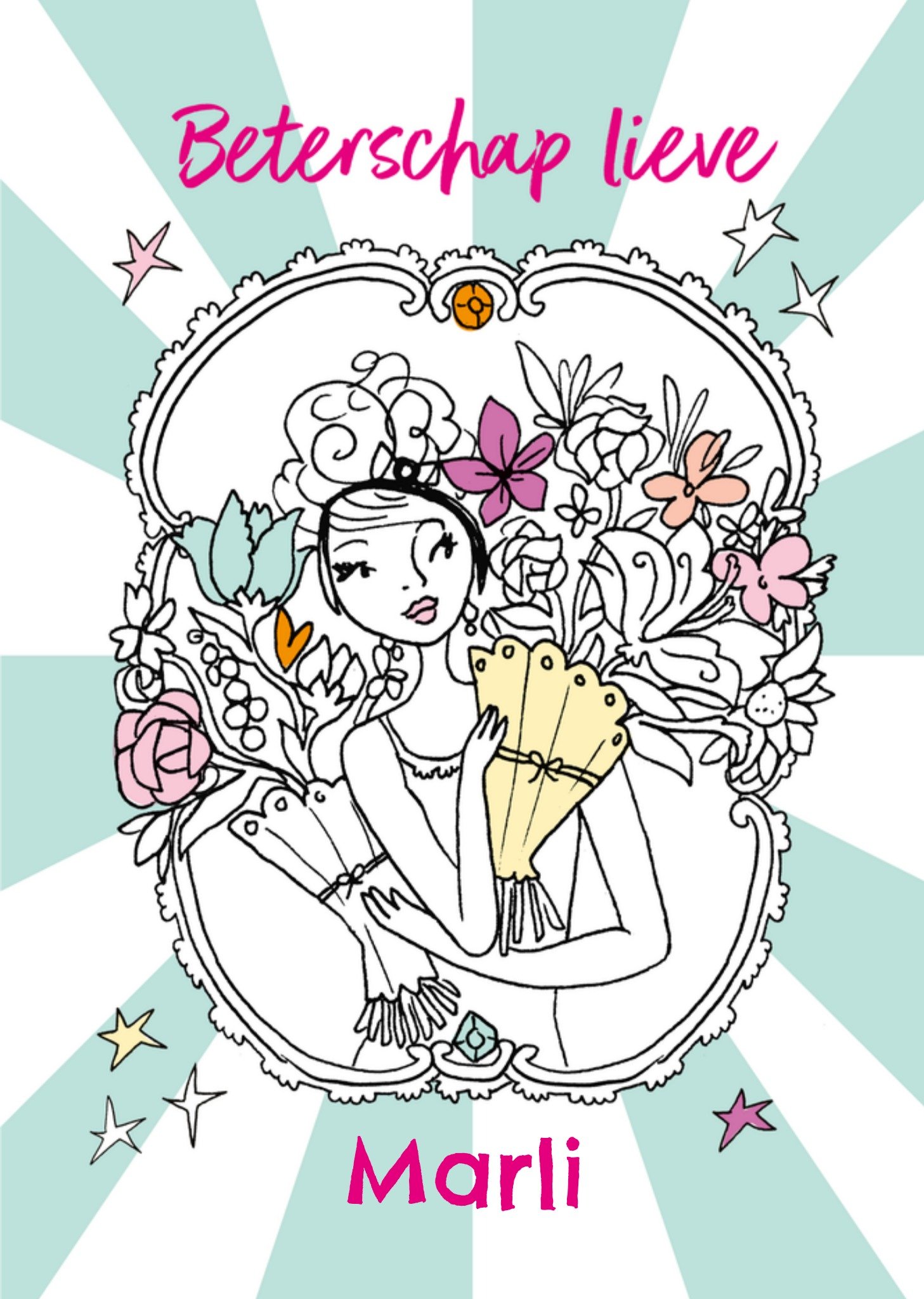 Beterschapskaart Kleurplaat Met naam Kaart Jill