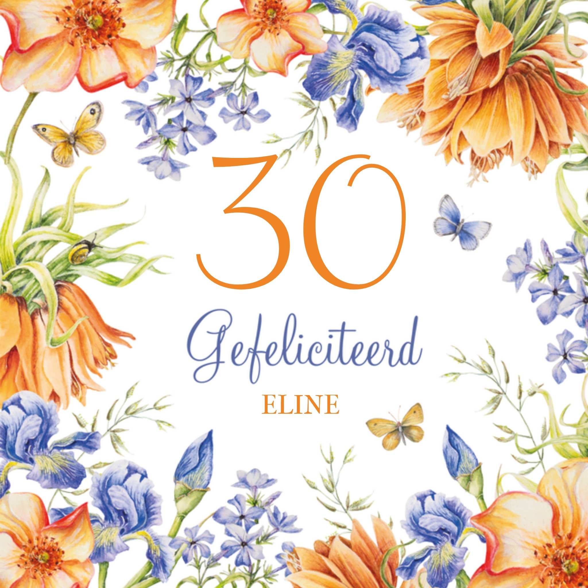 Verjaardagskaart 30 naam Vierkante Kaart Janneke Brinkman