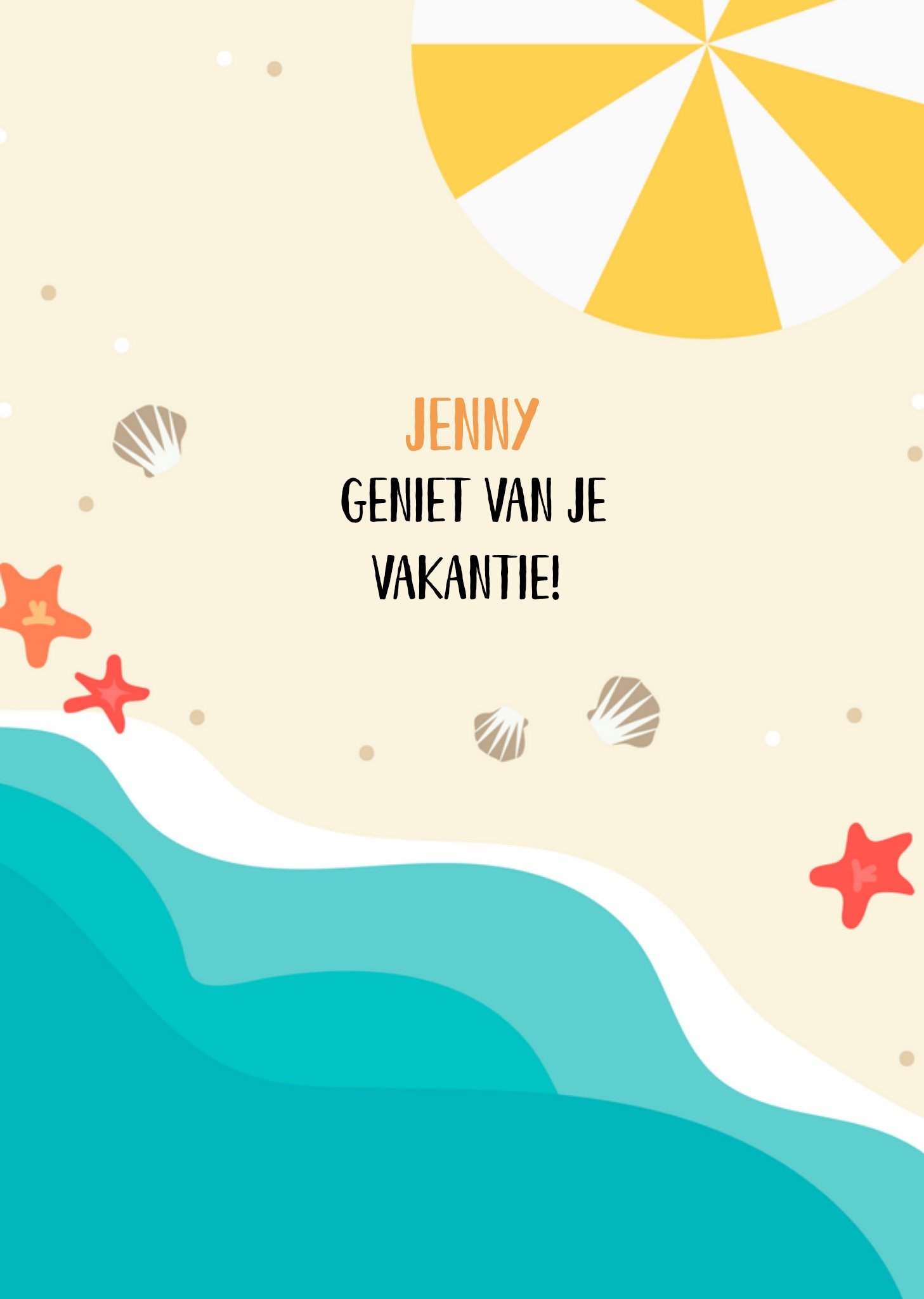 Vakantiekaart strand met naam Kaart Greetz