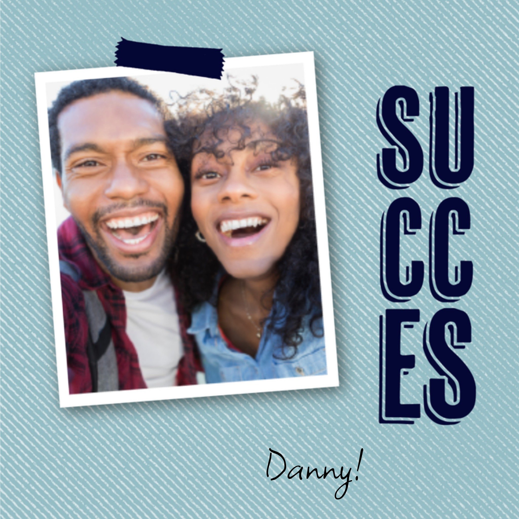 Greetz Succeskaart fotokaart met naam Vierkant