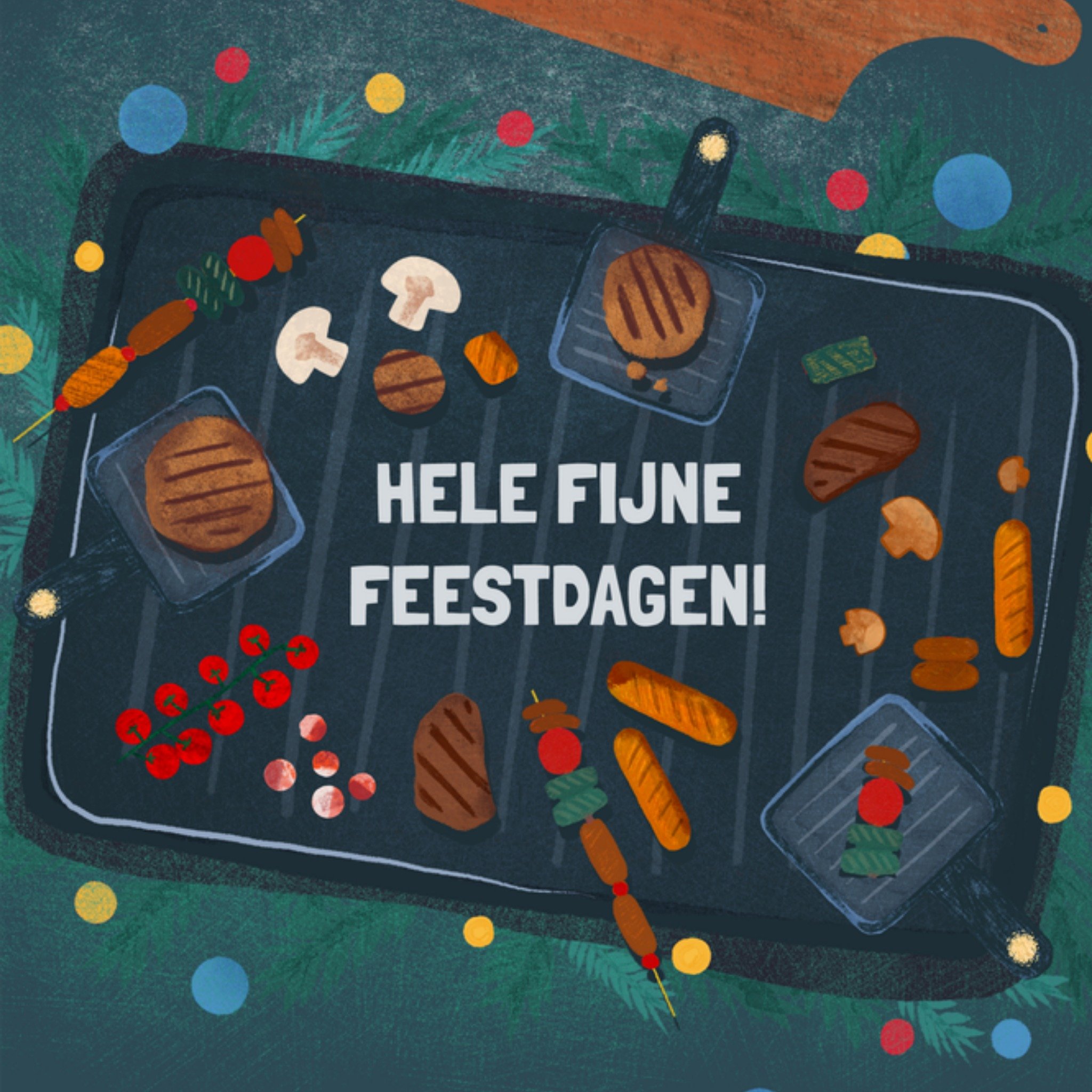 Greetz Kerstkaart Eten Feestdagen Vierkant
