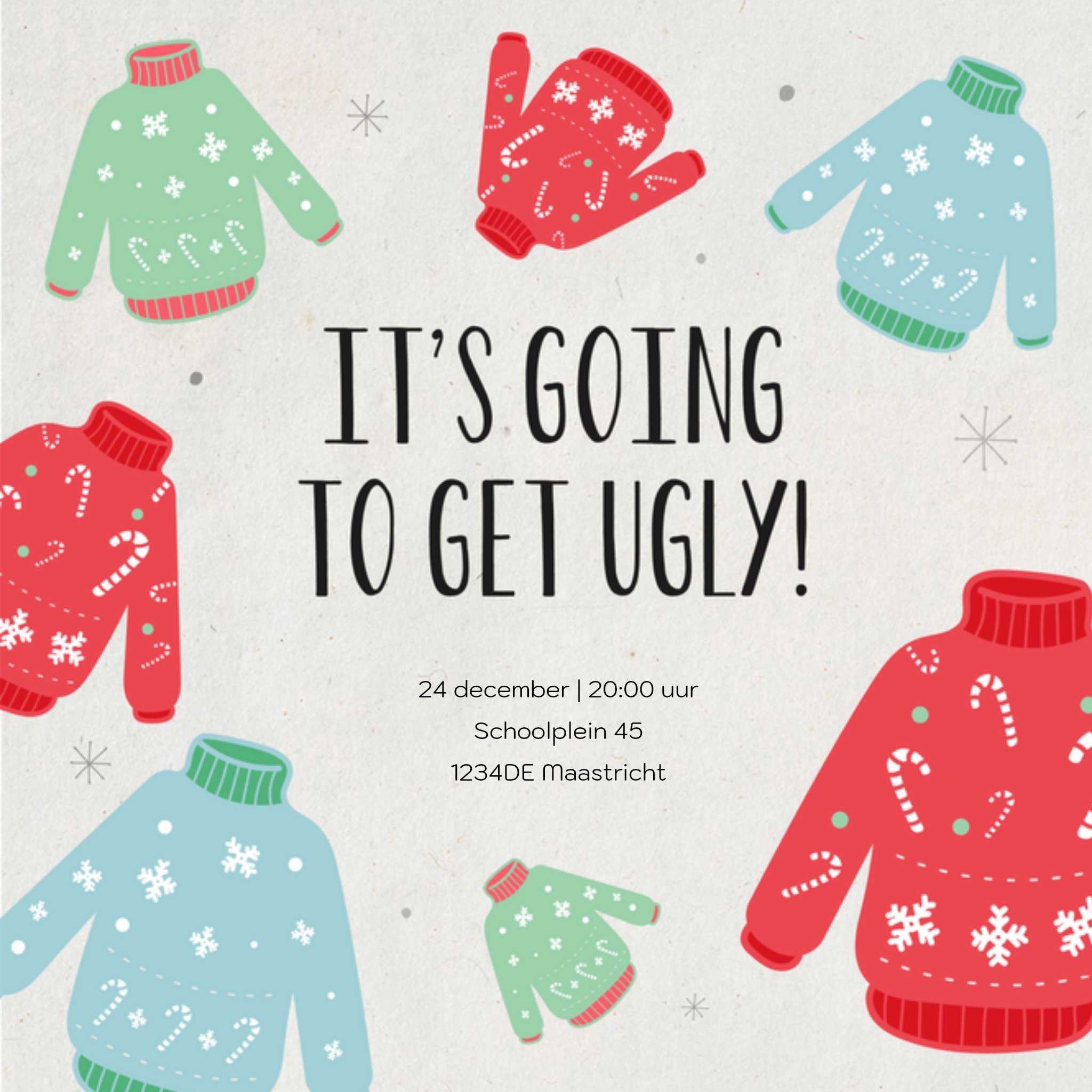 Greetz Uitnodiging kerstfeest kerst trui Vierkant