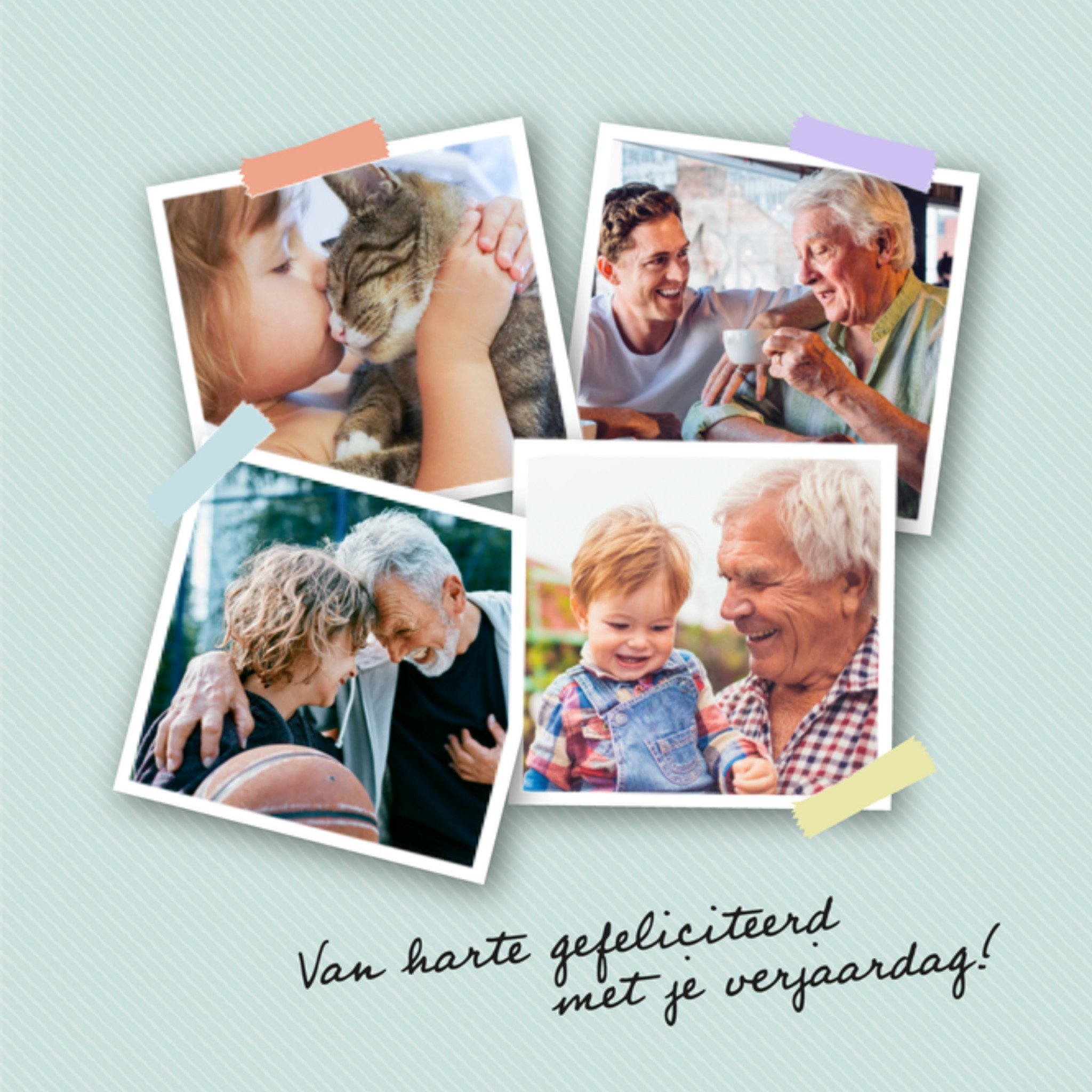 Greetz Verjaardagskaart Met fotos Collage Typografie Vierkant