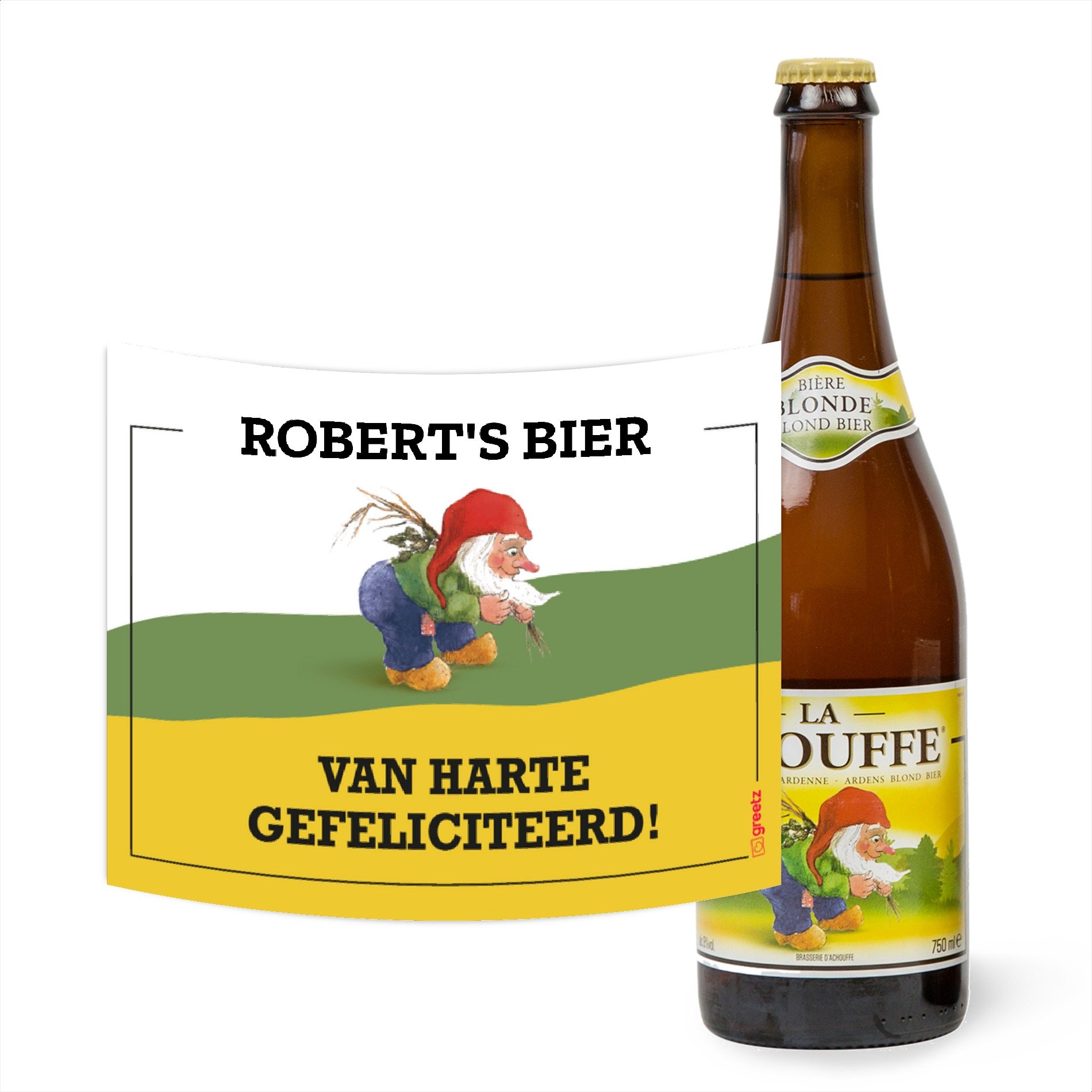 750 ml Happy Birthday met eigen naam La Chouffe