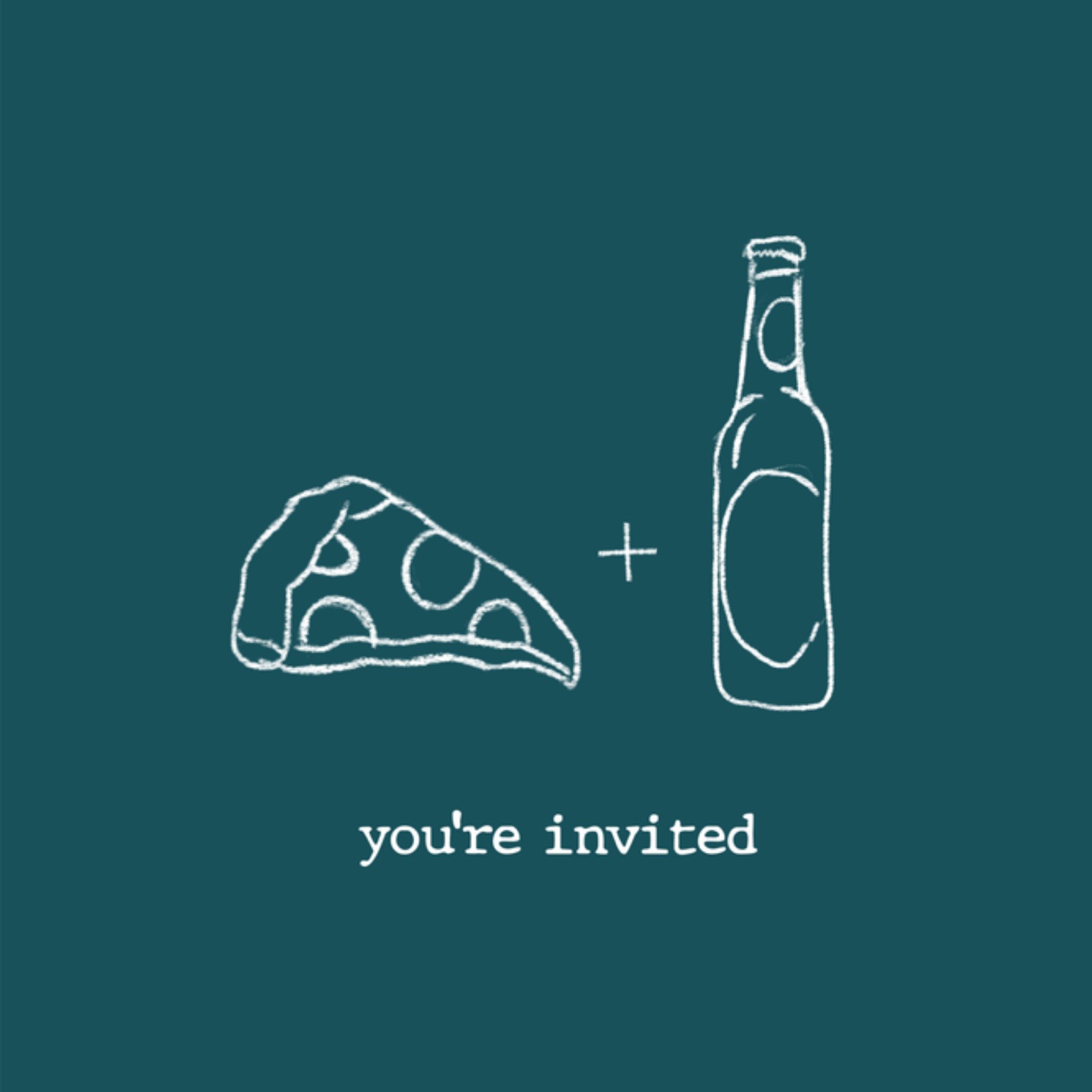 Greetz Uitnodiging Pizza + bier Vierkant