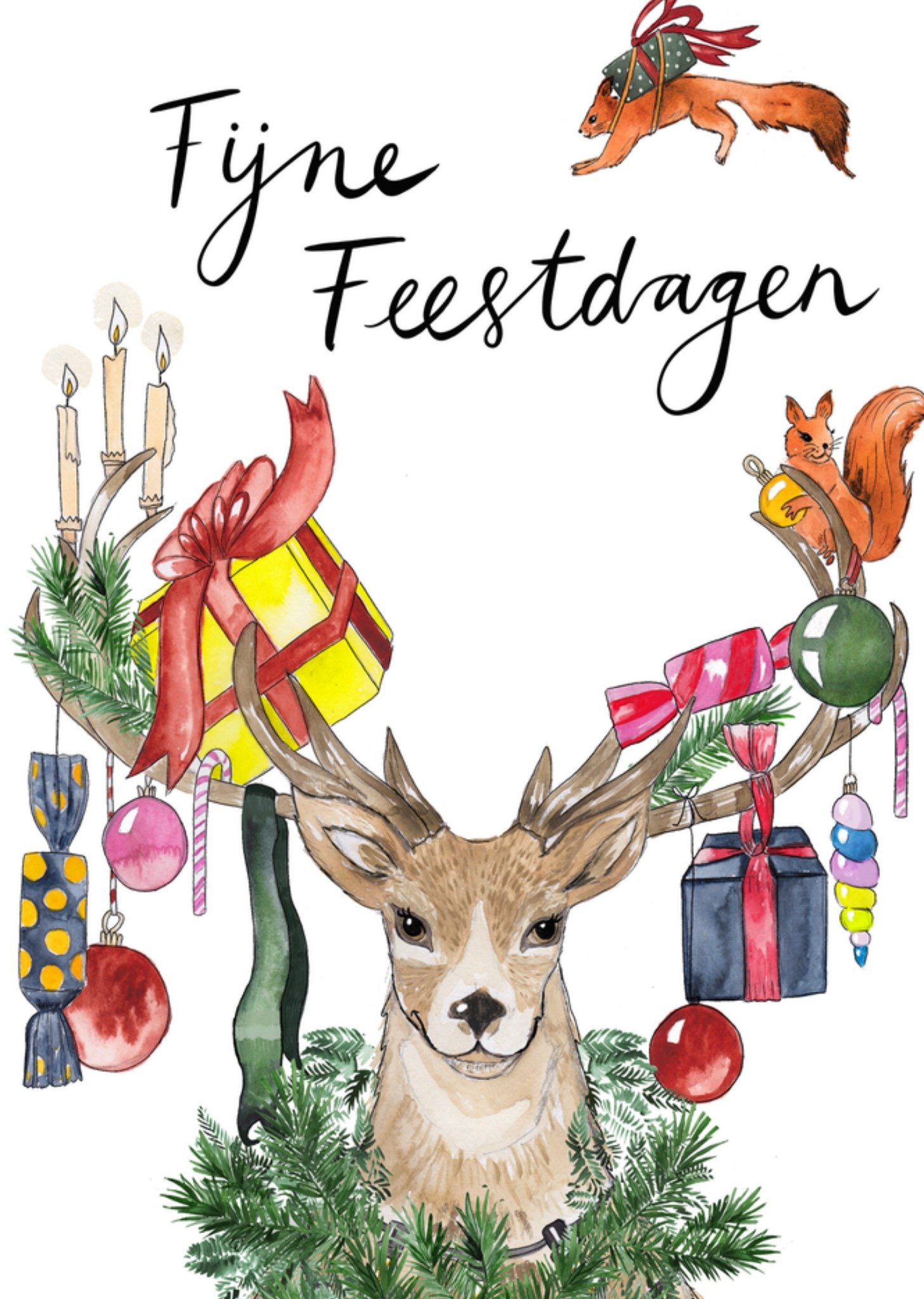 Marie Bodie Kerstkaart Rendier Marie Bodié