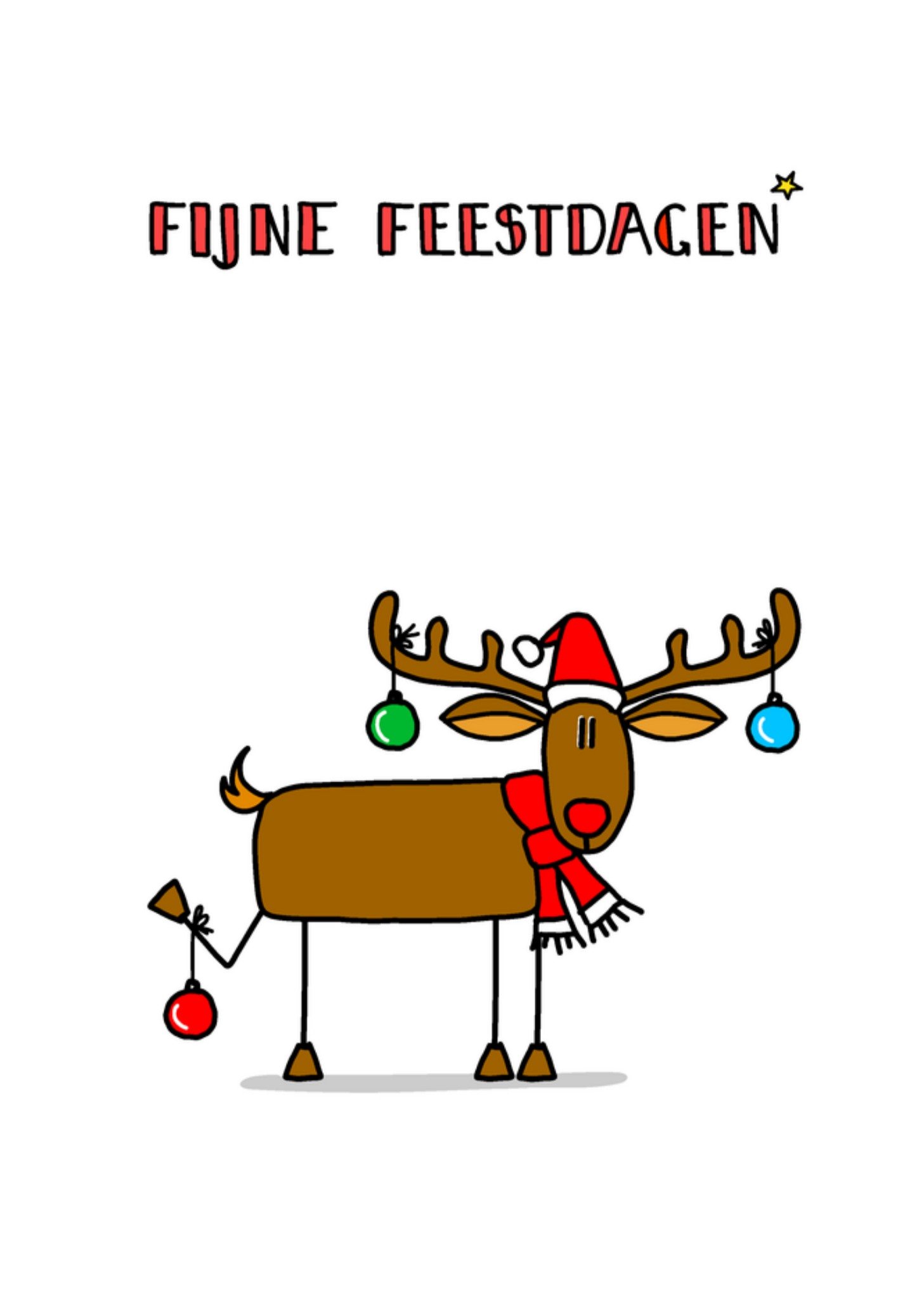 Kerstkaart Rendier YH Tekent