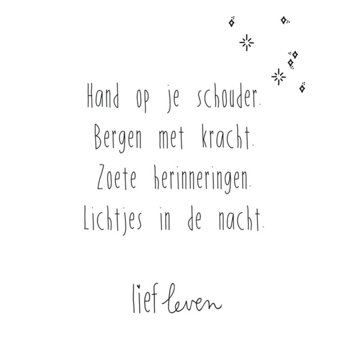 Lief Leven | Denken aan kaart | tekst