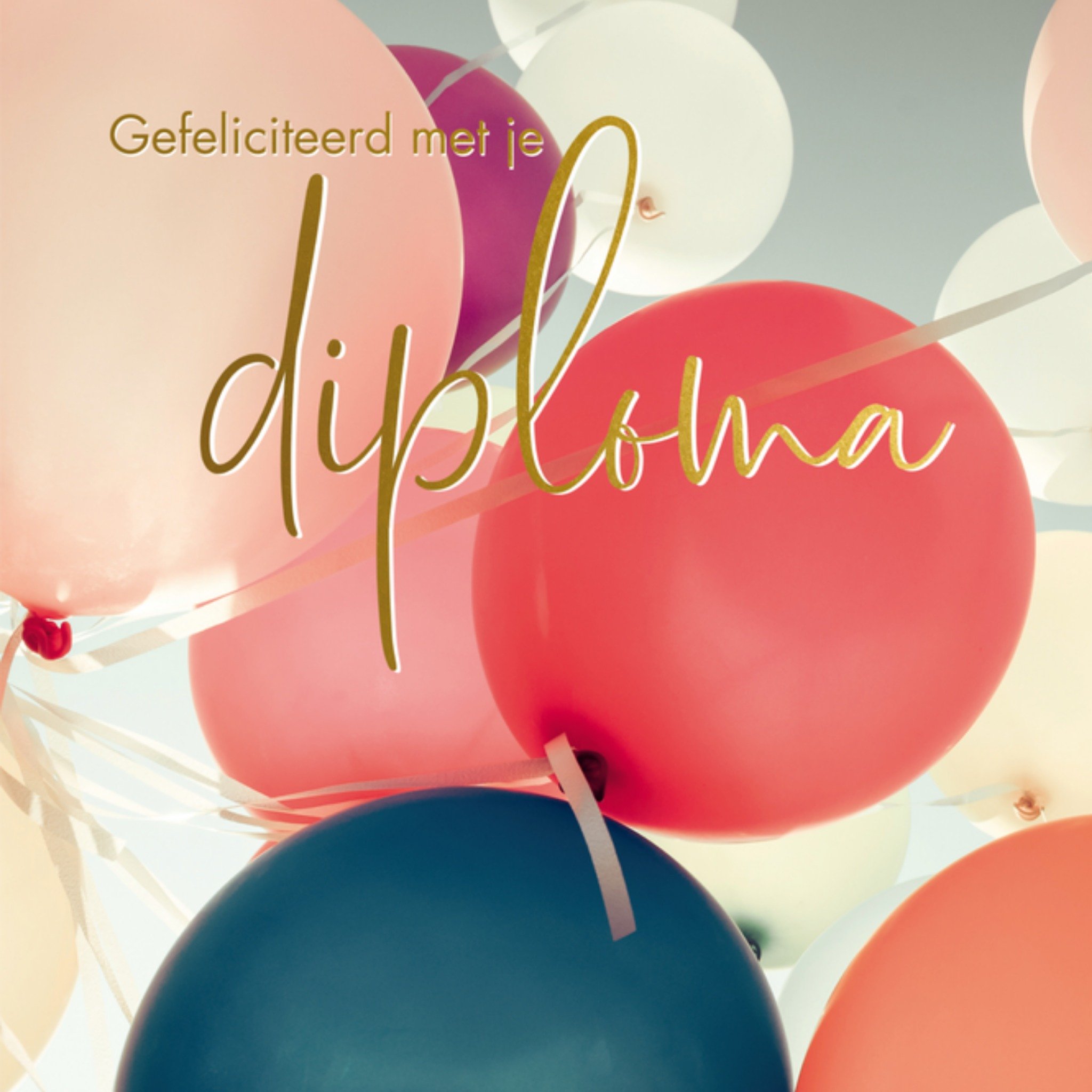 Geslaagd kaart ballonnen diploma Vierkante Kaart Paperclip