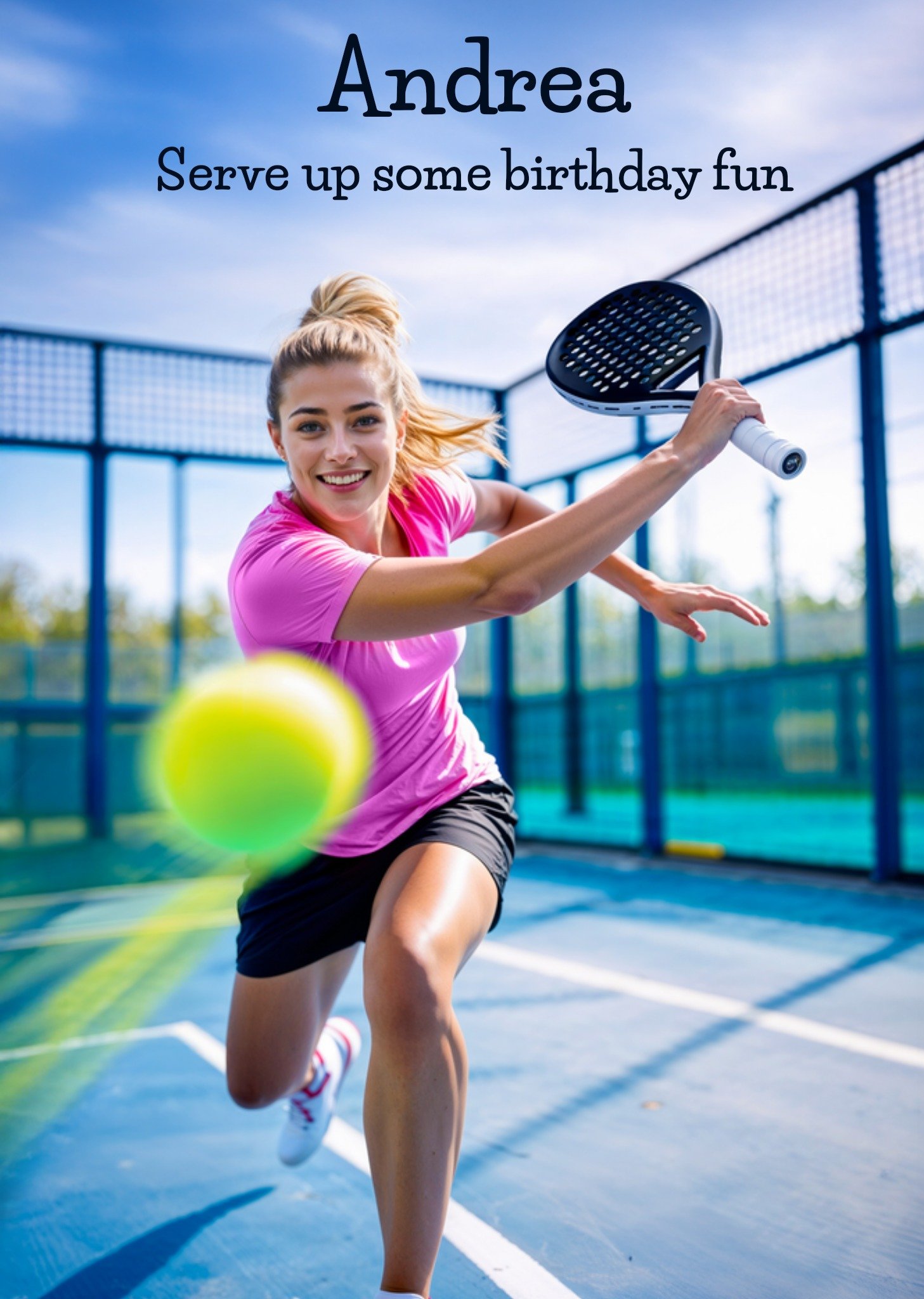 The London Studio Verjaardagskaart Funny face swap female padel player Greetz