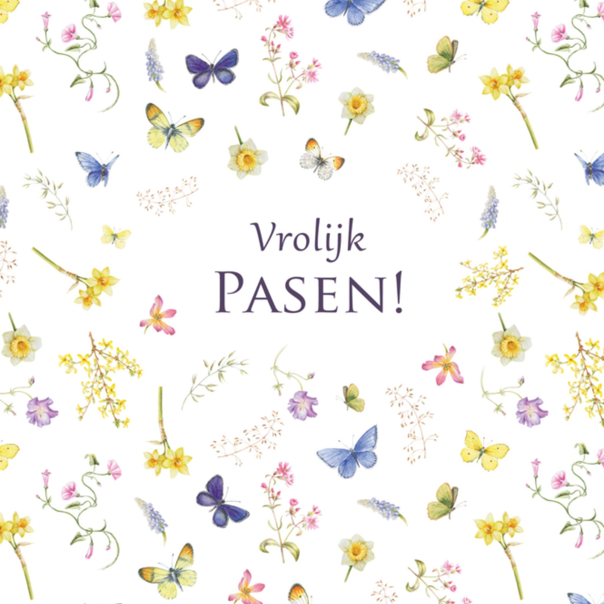 Paaskaart fleurig Vierkante Kaart Janneke Brinkman