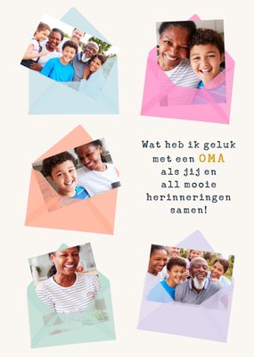 Wat Heb Ik Geluk Met Een Oma Als Jij Geïllustreerde Enveloppen Collage Foto Upload Verjaardagskaart