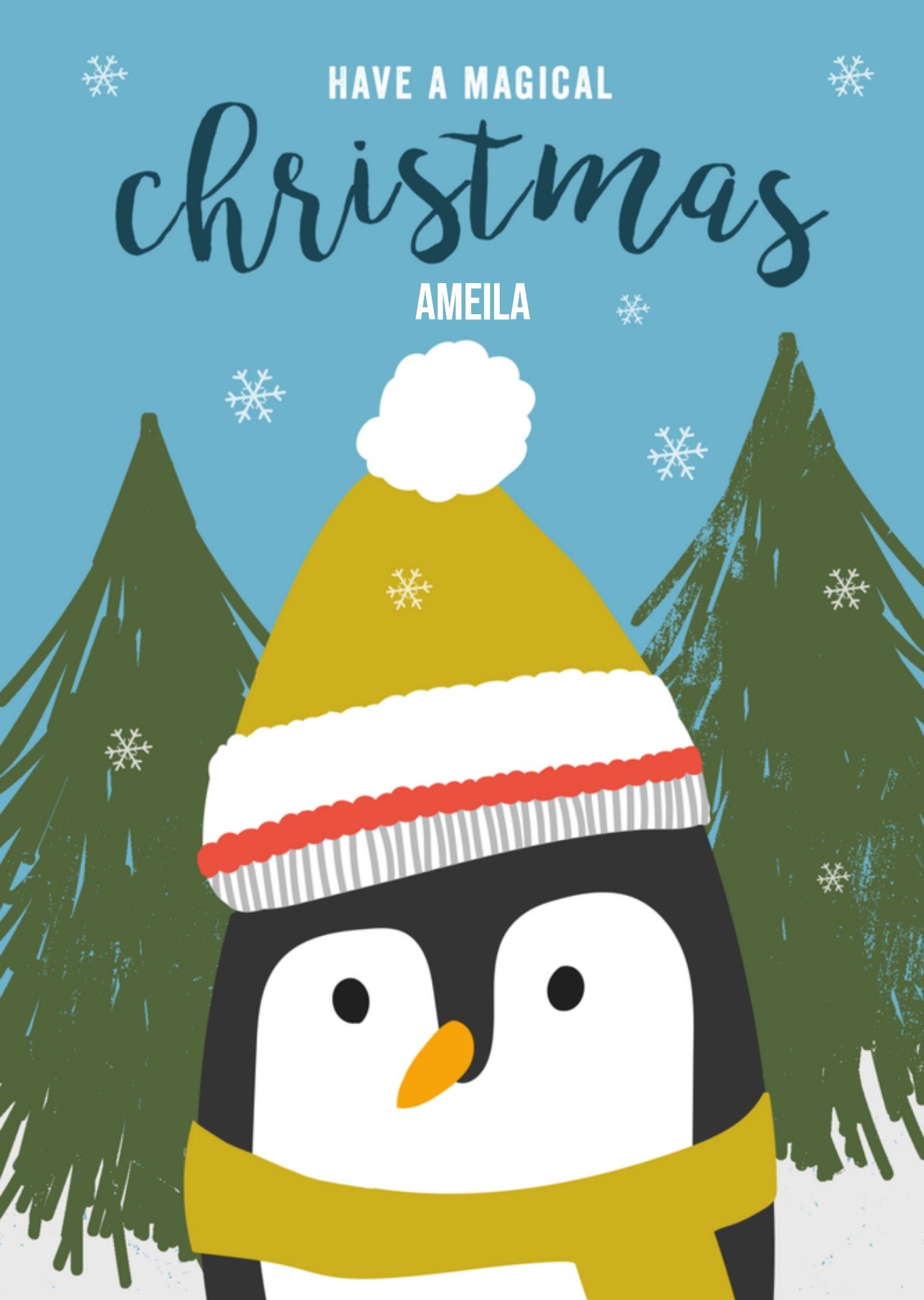 Kerstkaart Pinguin Greetz