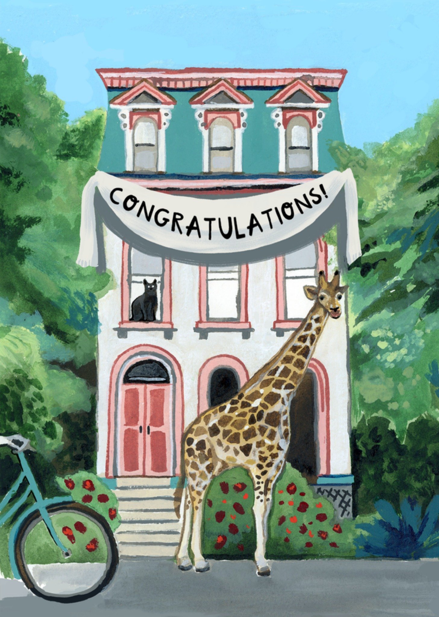 Nieuwe woning kaart Dieren Kaart Drunk Girl Designs