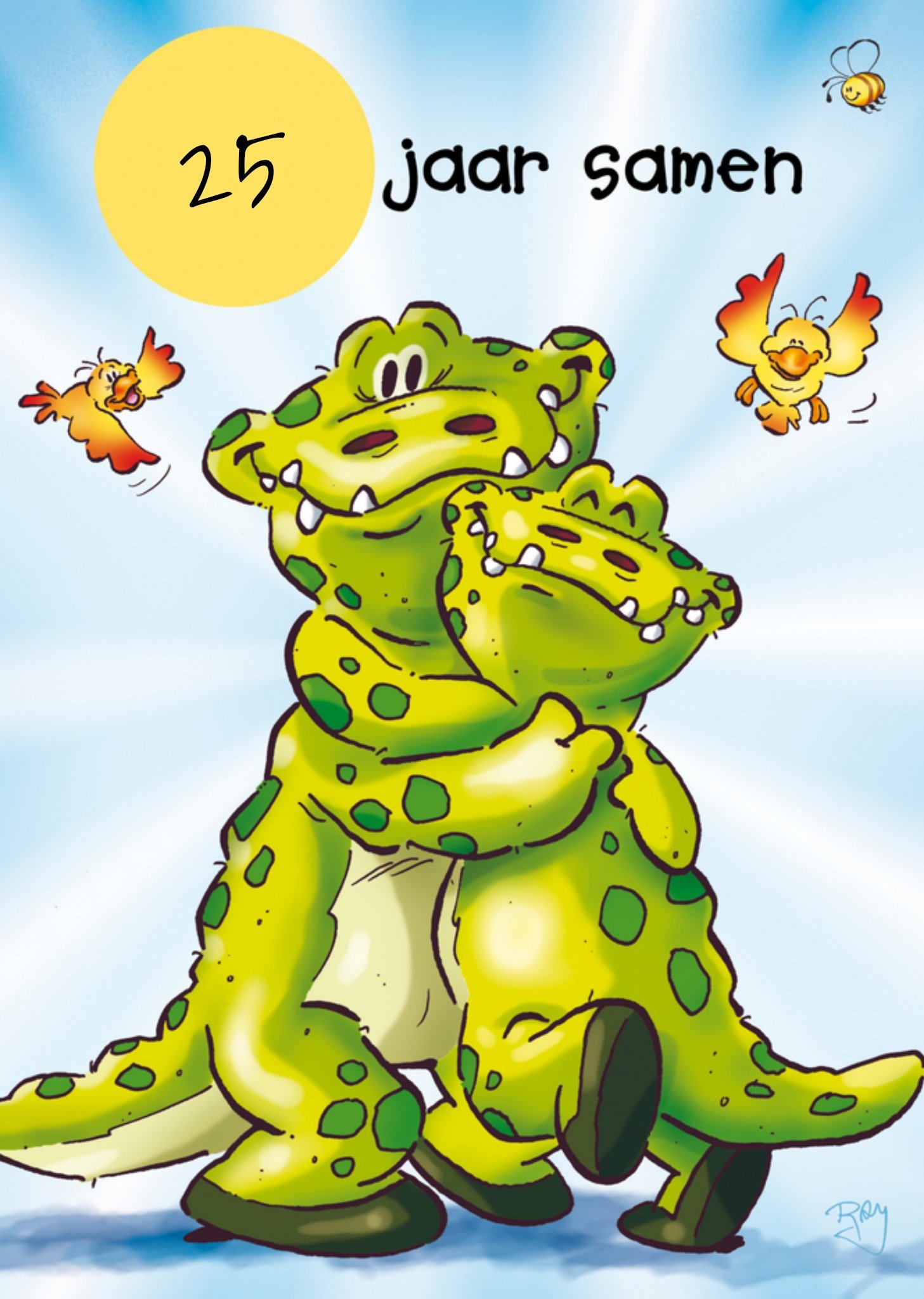 Huwelijksjubileum 25 jaar krokodil Kaart Doodles